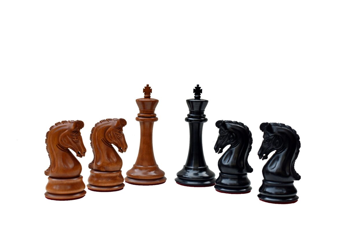 Timeless Imperial Series Chess Set Repro Antiqued Boxwood & Ebony 4" King/ 2.25" Square Jaques Chess Board with Storage Case-3924