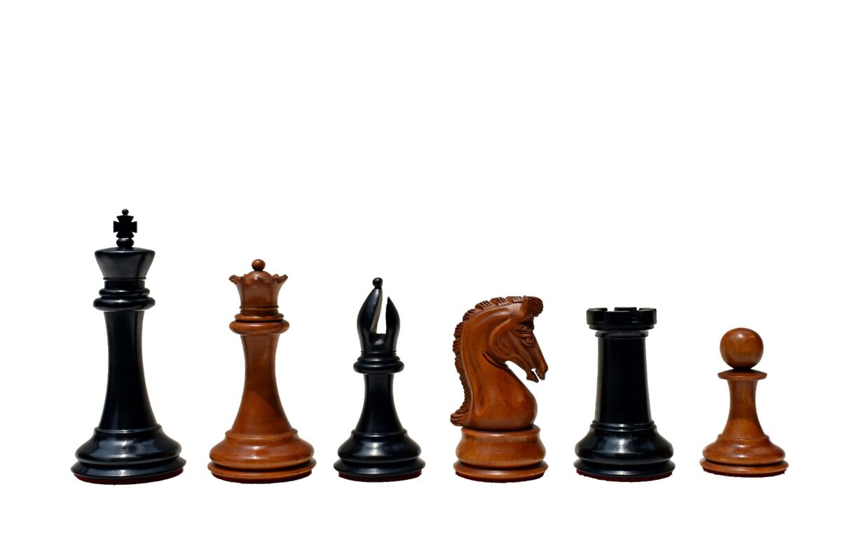 Timeless Imperial Series Chess Set Repro Antiqued Boxwood & Ebony 4" King/ 2.25" Square Jaques Chess Board with Storage Case-3921
