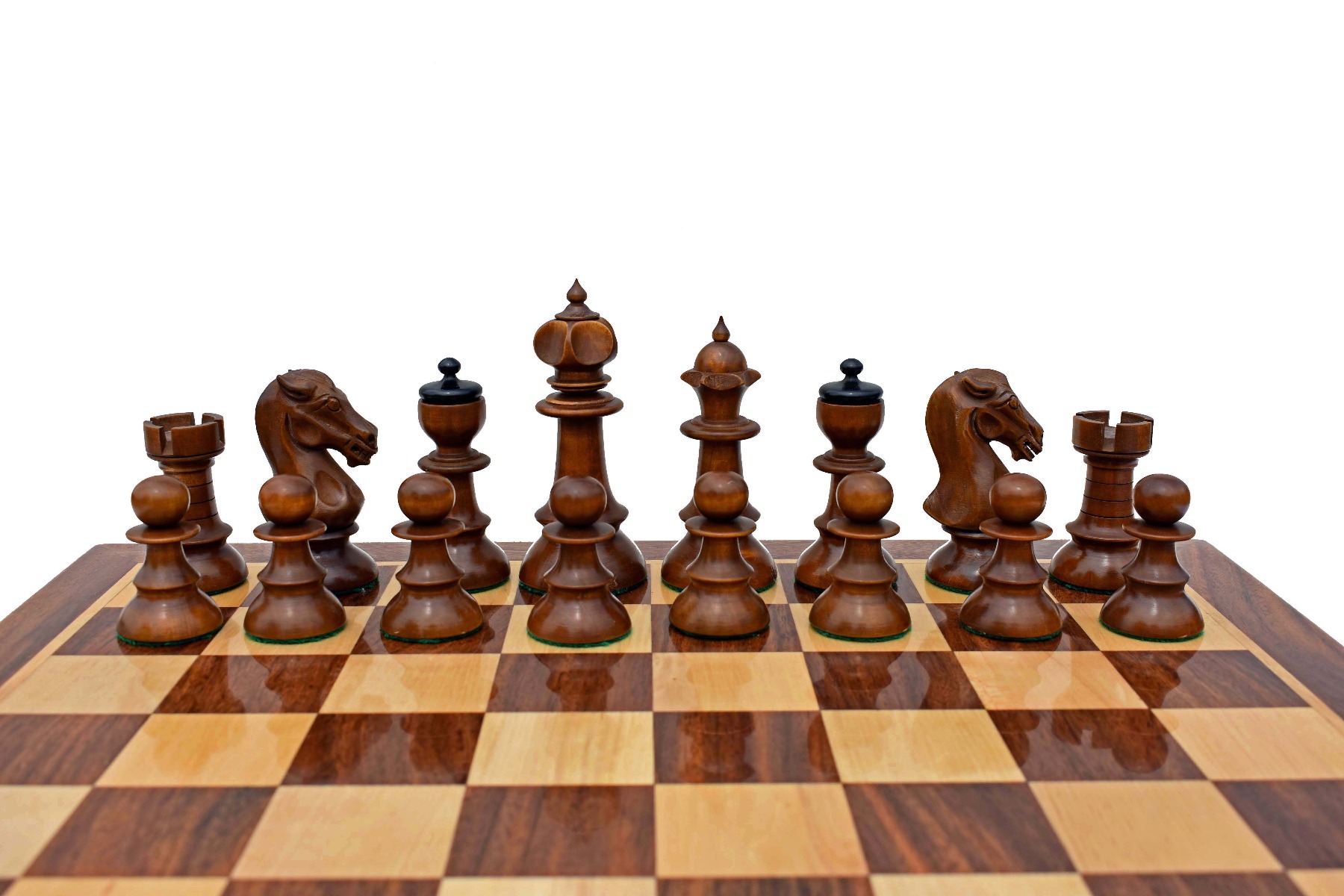 Austrian Coffee House Chess Set Antiqued Boxwood & Ebonized 4" King with 2" Square Chess Board-4308