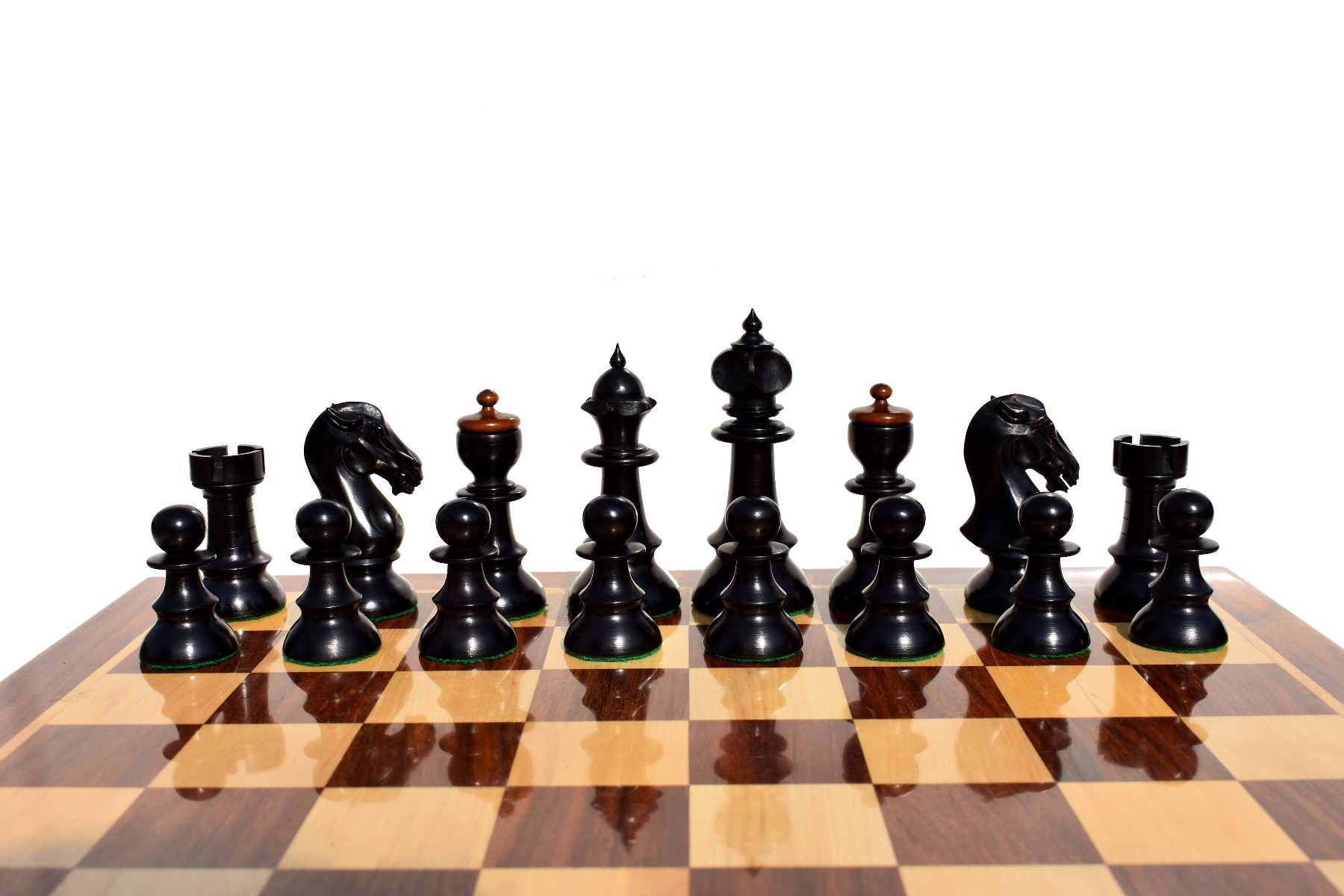 Austrian Coffee House Chess Set Antiqued Boxwood & Ebonized 4" King with 2" Square Chess Board-4309