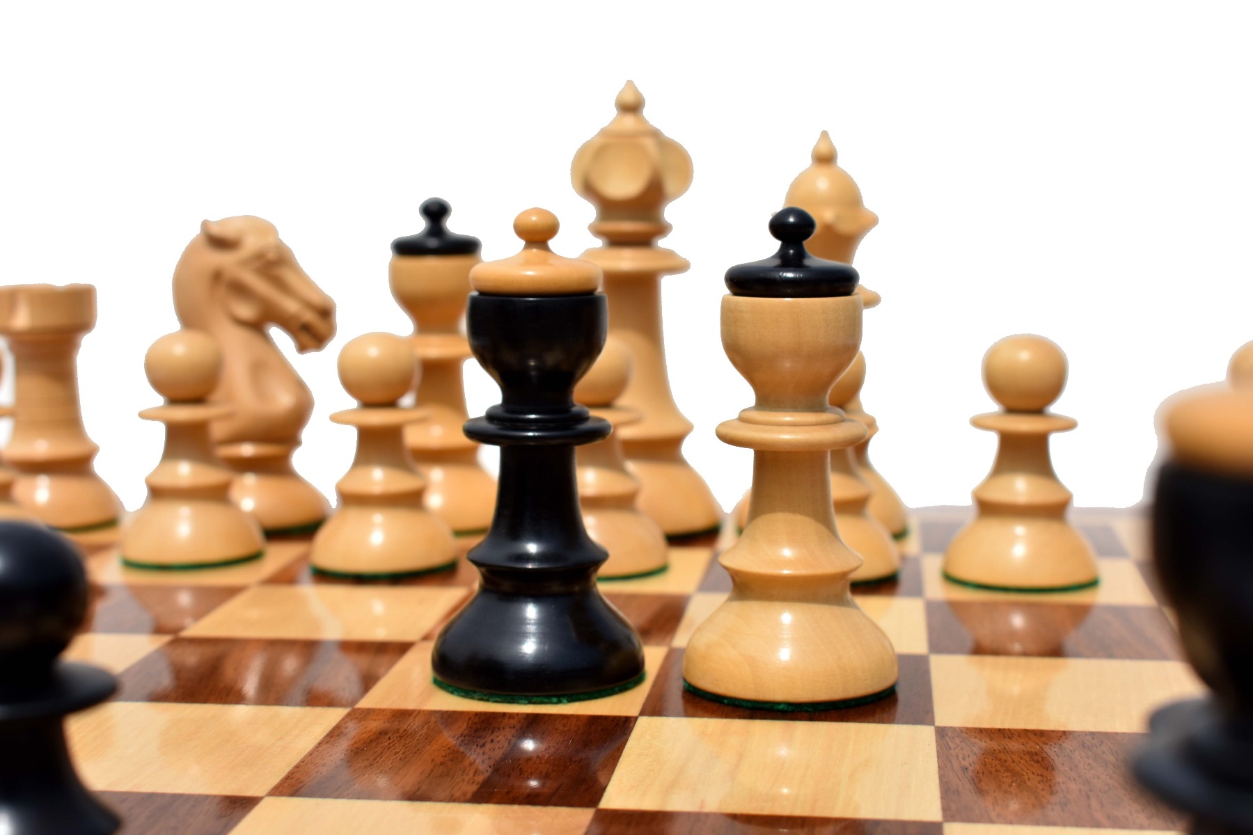 Austrian Coffee House Chess Set <br> Boxwood & Ebonized <br> 4" King with 2" Square Chess Board-4320 Austrian Coffee House Chess Set Boxwood & Ebonized 4" King with 2" Square Chess Board-4320