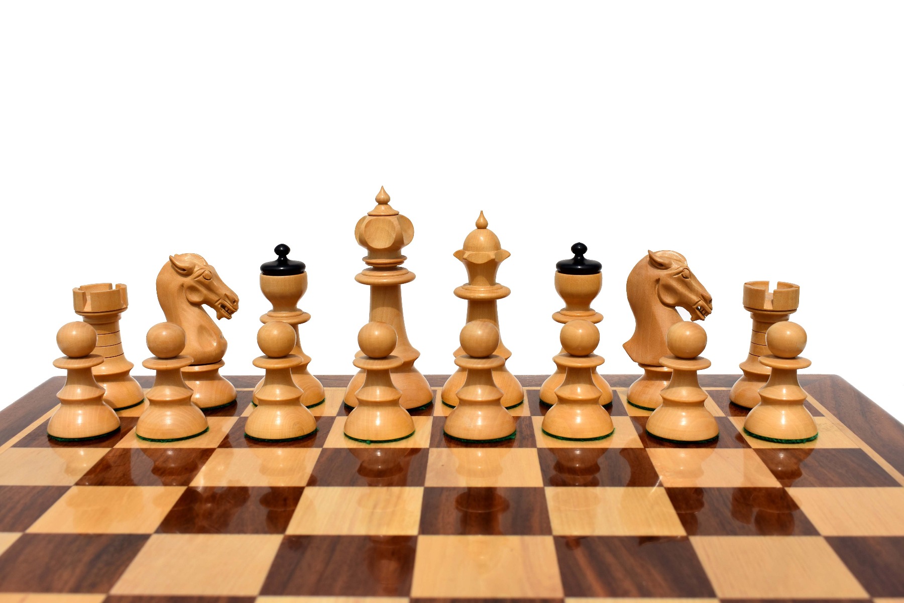 Austrian Coffee House Chess Set <br> Boxwood & Ebonized <br> 4" King with 2" Square Chess Board-4317 Austrian Coffee House Chess Set Boxwood & Ebonized 4" King with 2" Square Chess Board-4317