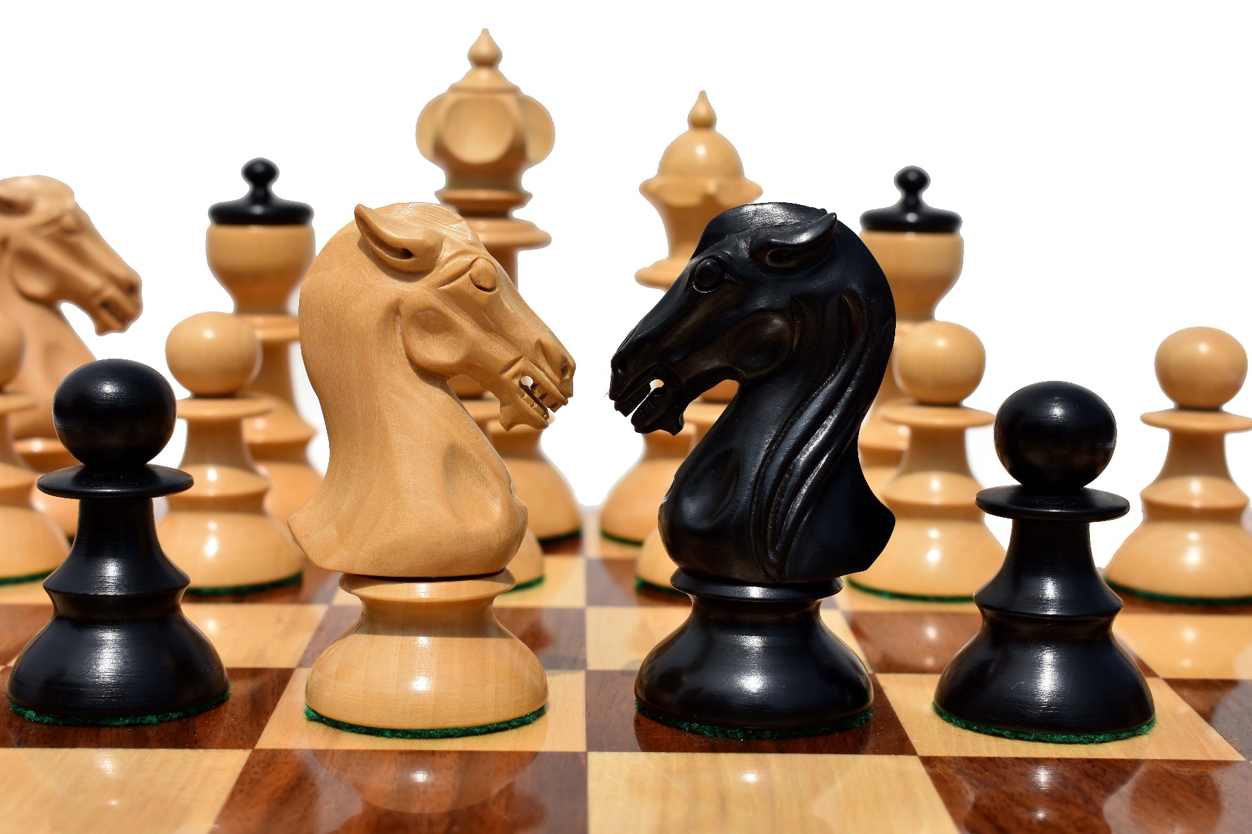 Austrian Coffee House Chess Set <br> Boxwood & Ebonized <br> 4" King with 2" Square Chess Board-4319 Austrian Coffee House Chess Set Boxwood & Ebonized 4" King with 2" Square Chess Board-4319