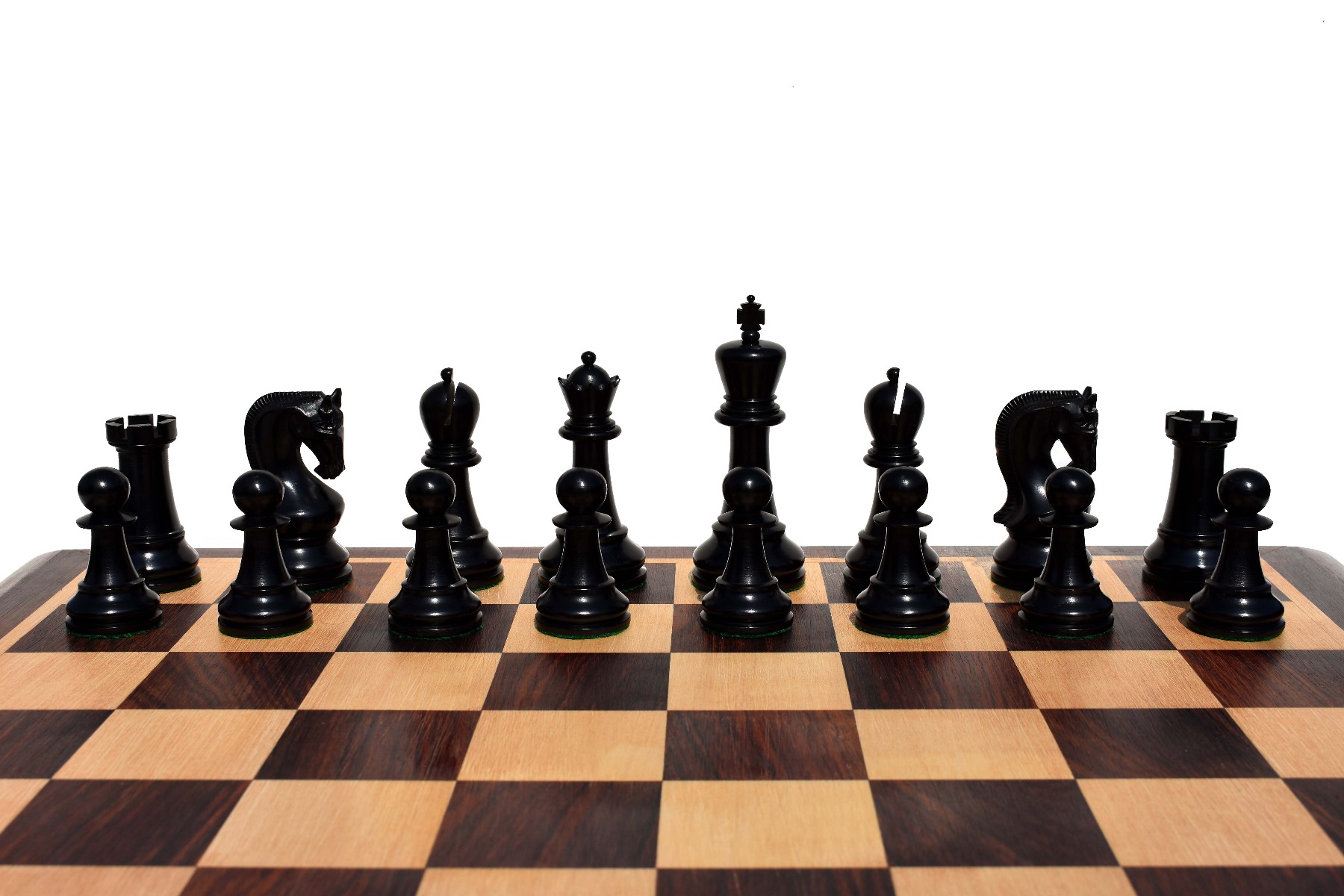 The Leningrad Series Chess Set Boxwood & Ebonized 4" king with 2" Square Chess Board-4600