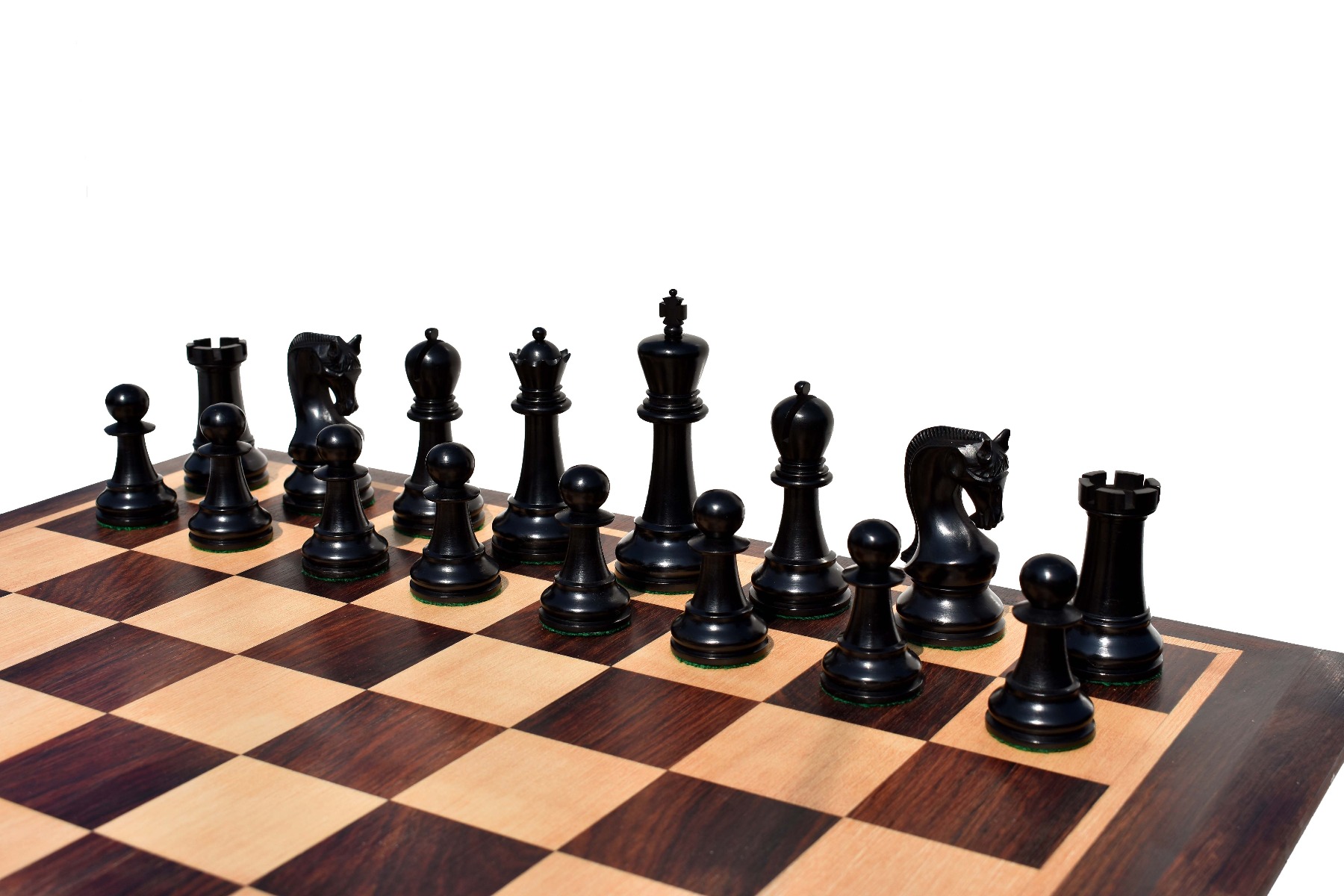 The Leningrad Series Chess Set Boxwood & Ebonized 4" king with 2" Square Chess Board-4601