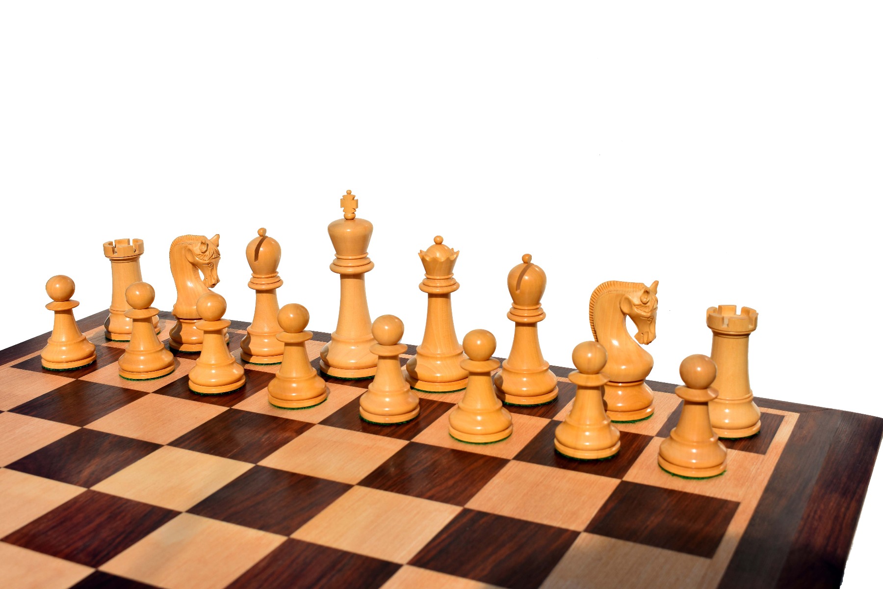 The Leningrad Series Chess Set Boxwood & Ebonized 4" king with 2" Square Chess Board-4599