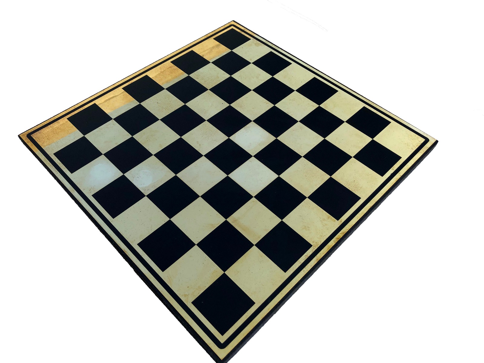 Egyptian Art Series Chess Set Black & Gold Color Coated Aluminum 3.25" King with 14" Aluminum Chess Board-4213