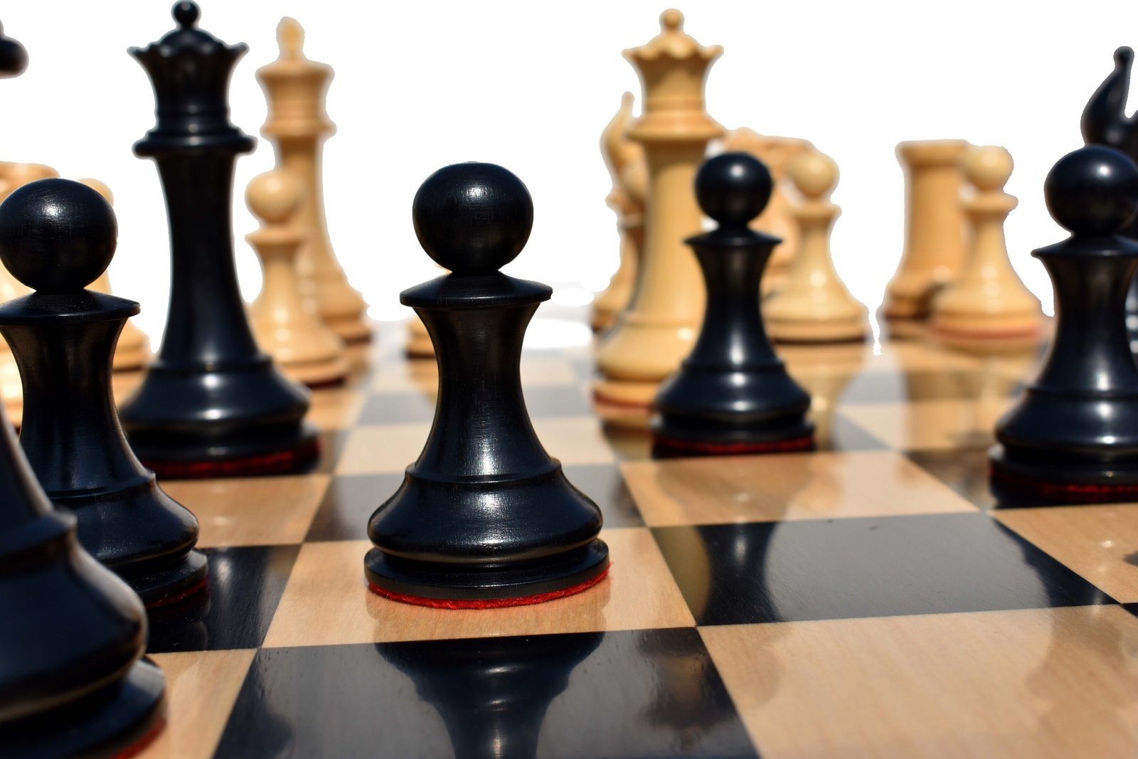 Exclusive 1849 Series Chess Set Boxwood & Ebony 4.4" King with 2.25" Square Chess Board-4622