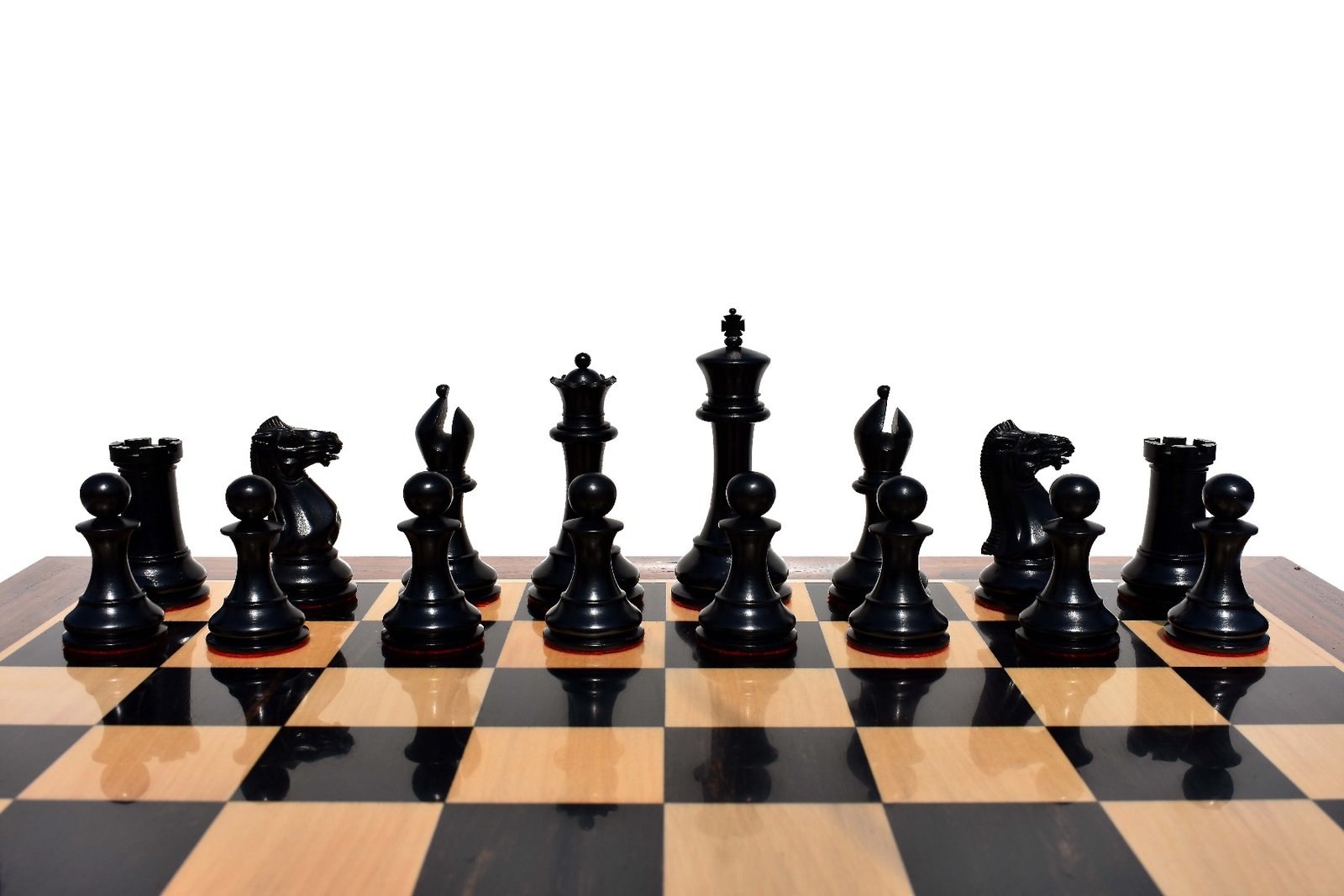 Exclusive 1849 Series Chess Set Boxwood & Ebony 4.4" King with 2.25" Square Chess Board-4619
