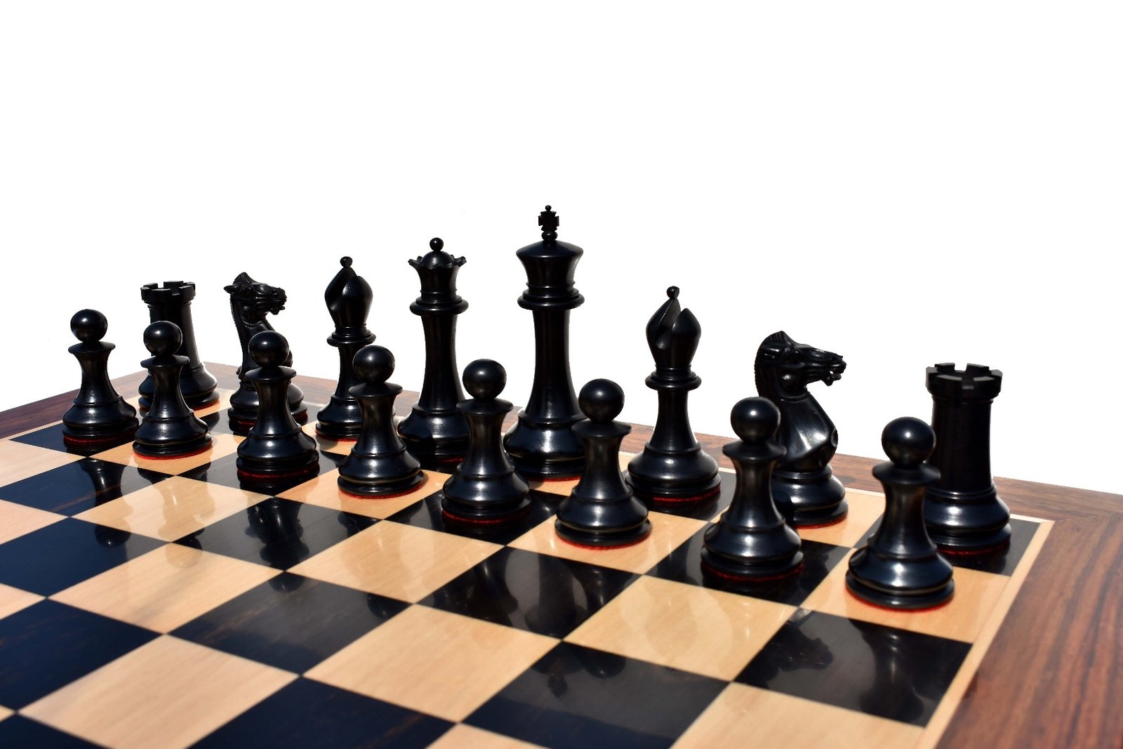 Exclusive 1849 Series Chess Set Boxwood & Ebony 4.4" King with 2.25" Square Chess Board-4620
