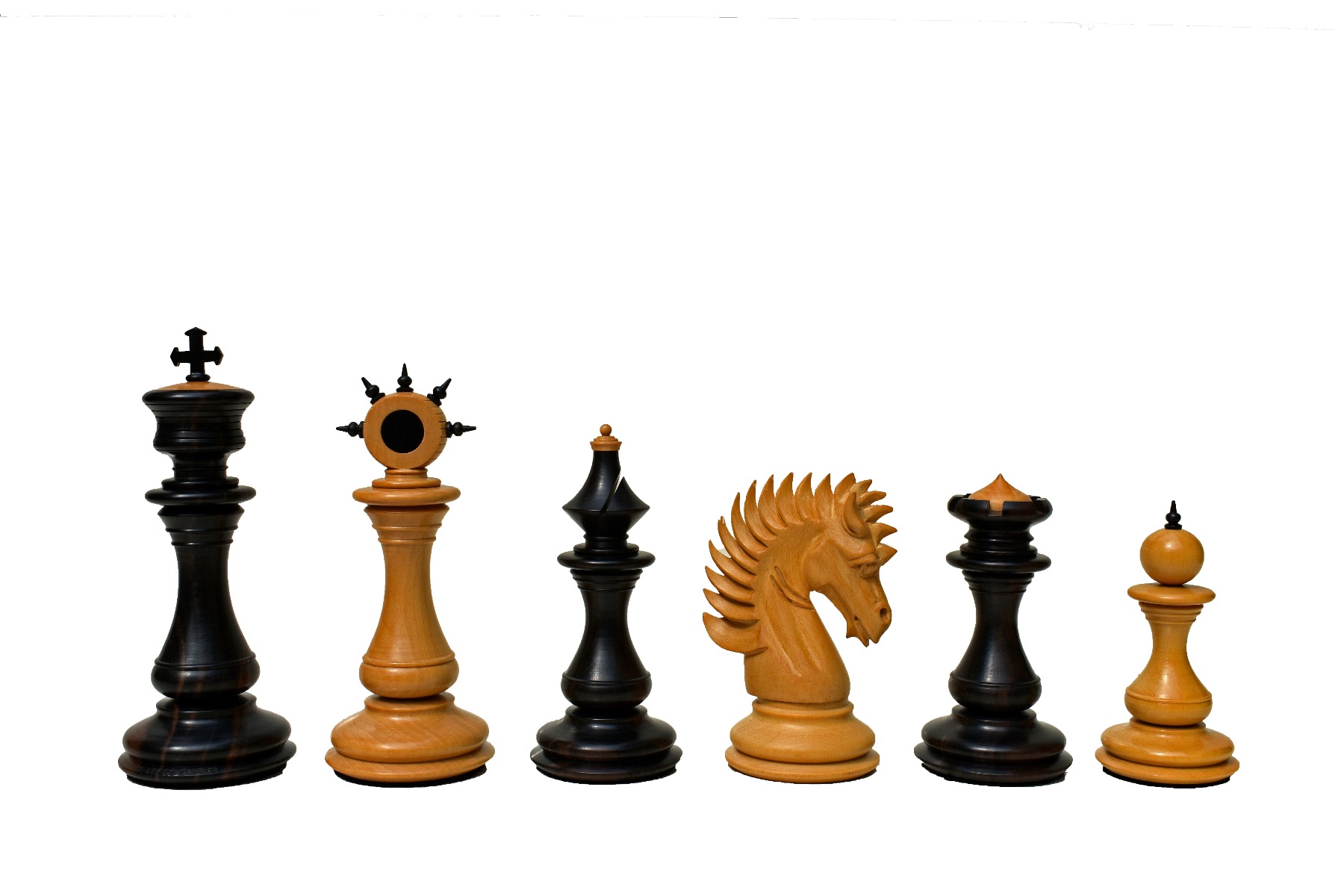 Golden Signature Series Chess Pieces Boxwood & Stripped Ebony 4.4" King-4746