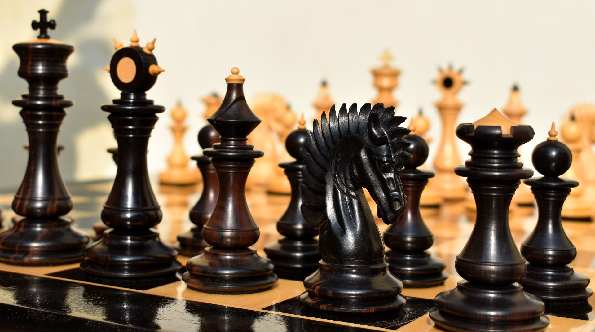 Golden Signature Series Chess Pieces Boxwood & Stripped Ebony 4.4" King-4758