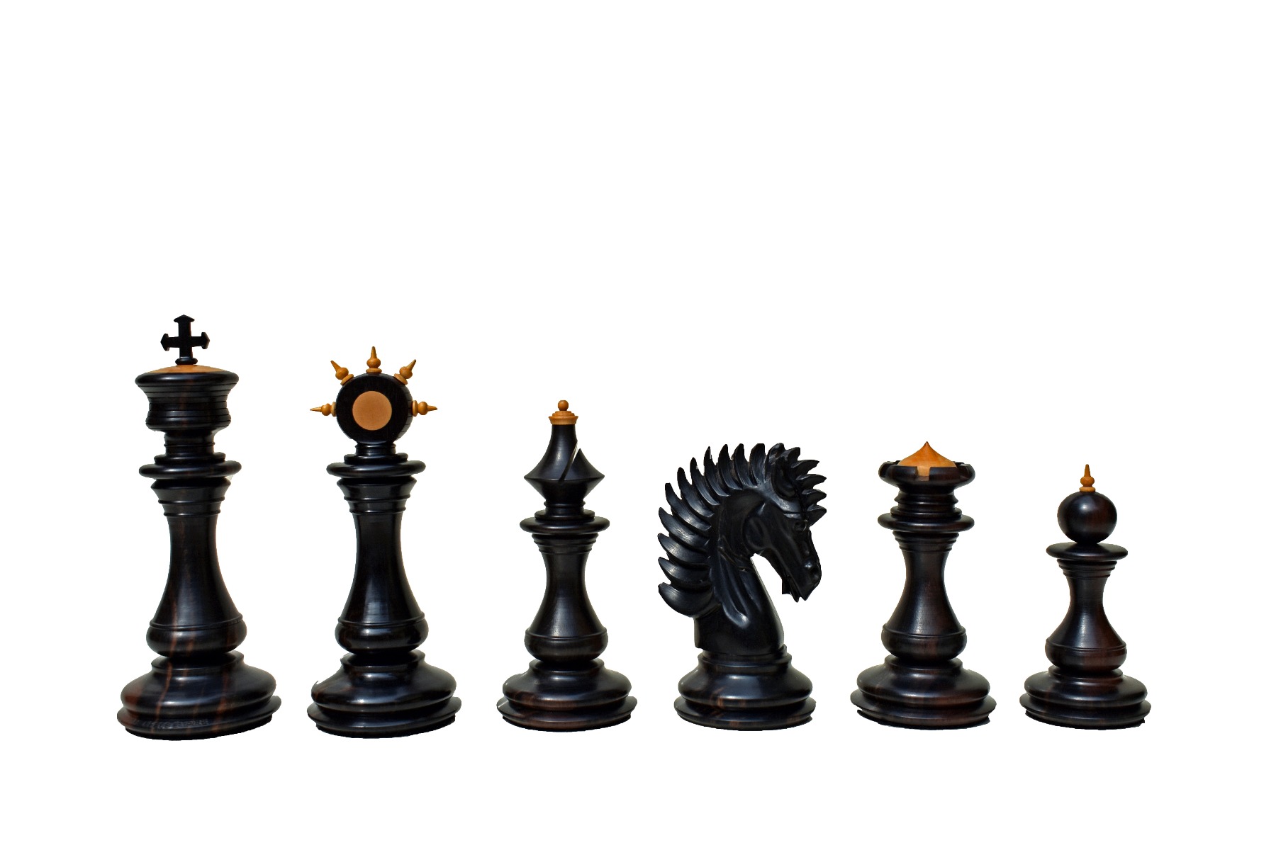 Golden Signature Series Chess Pieces Boxwood & Stripped Ebony 4.4" King-4747
