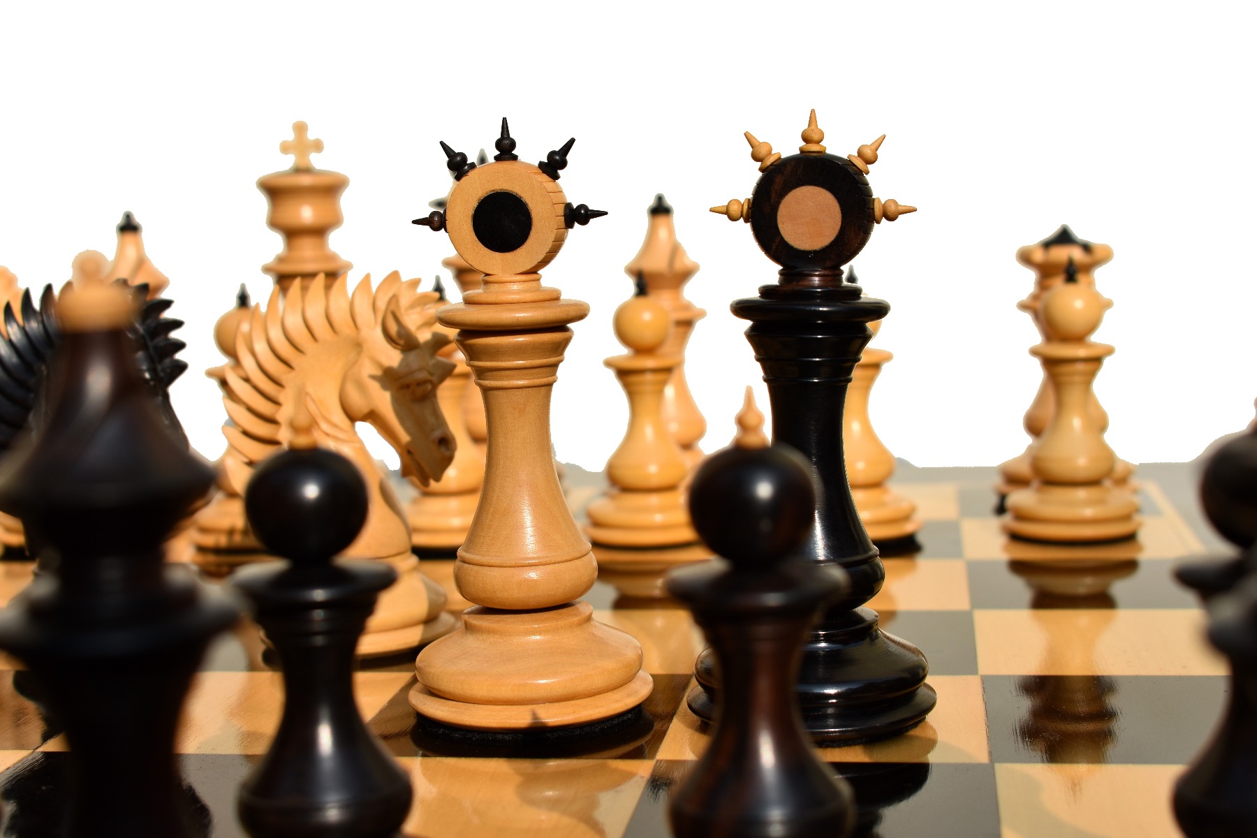 Golden Signature Series Chess Pieces Boxwood & Stripped Ebony 4.4" King-4756