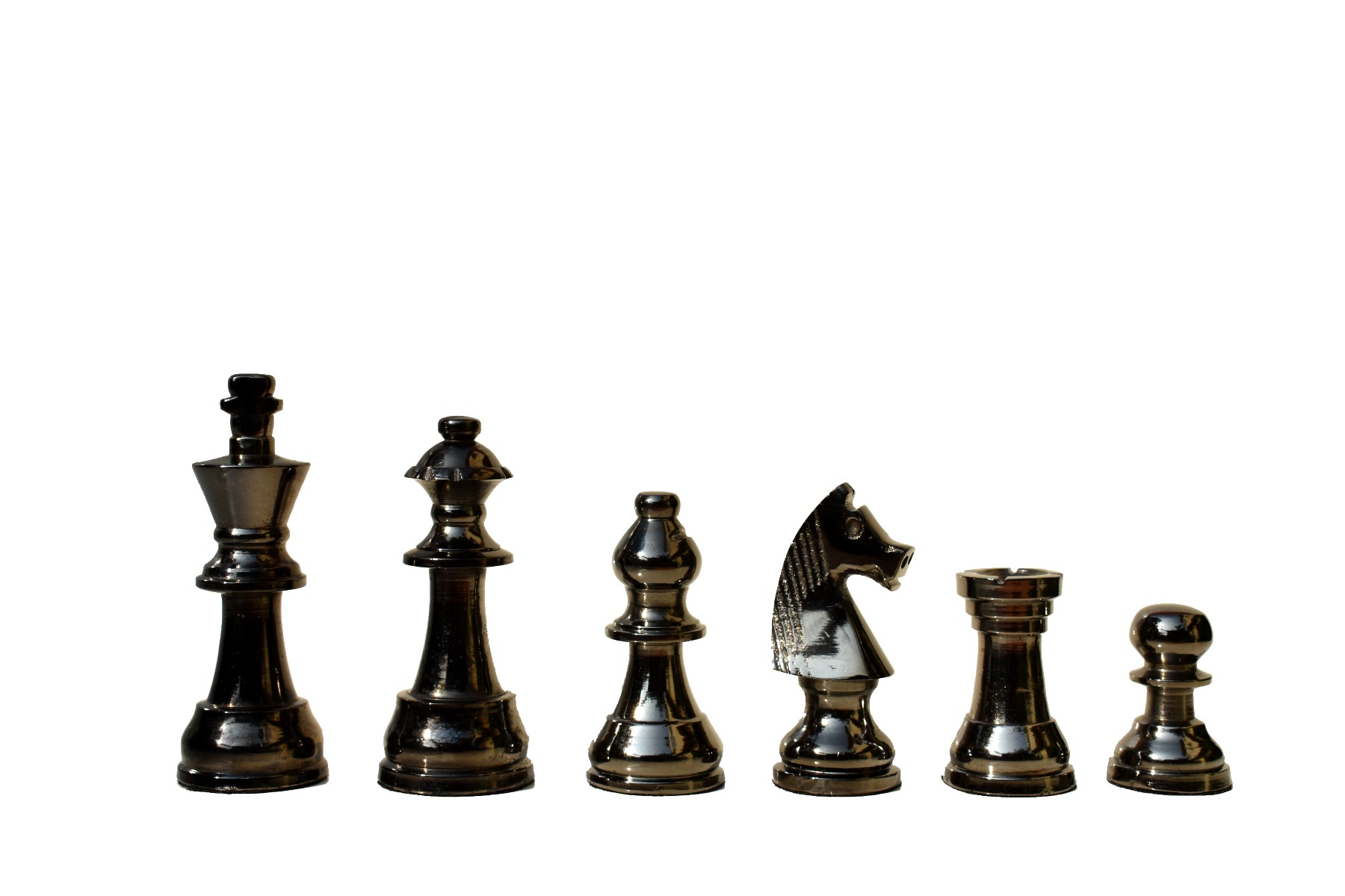 The New Staunton Series Chess Set Silver & Black Coated Aluminum 3.25" King with 14" Aluminum Chess Board-4178