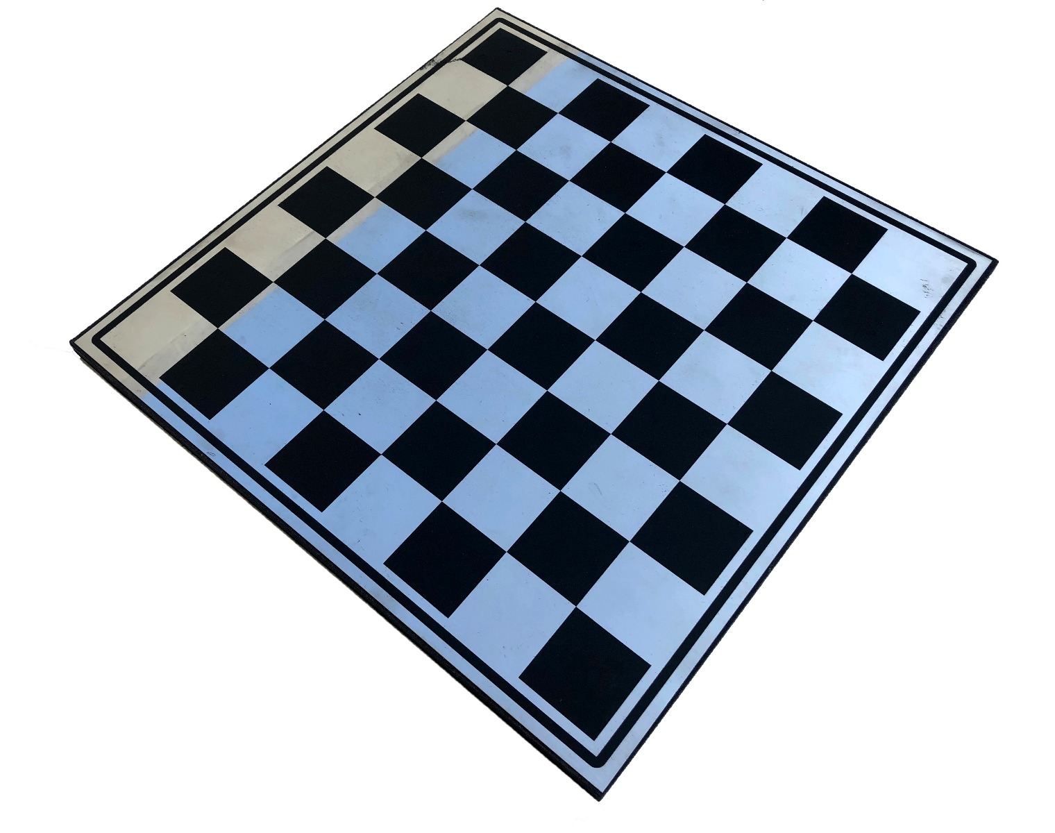 The Art Decor Chess Set ,br> Silver & Black Coated Aluminum 3.5" King with 14" Aluminum Chess Board-4174