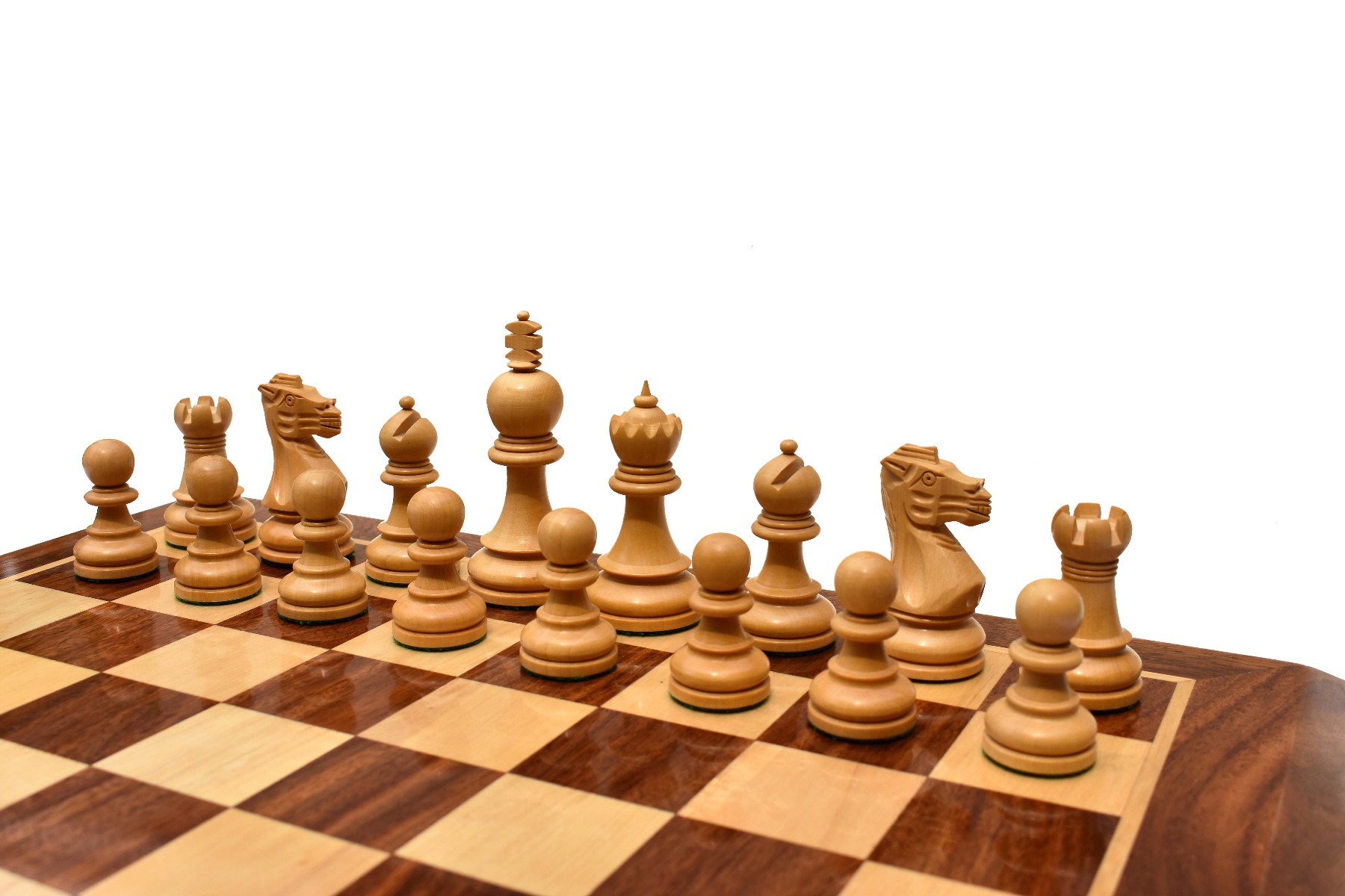 The Taj Series Chess Set <br> Boxwood & Sheesham <br> 3.5" King with 2" Square Chess Board-5031 The Taj Series Chess Set Boxwood & Sheesham 3.5" King with 2" Square Chess Board-5031