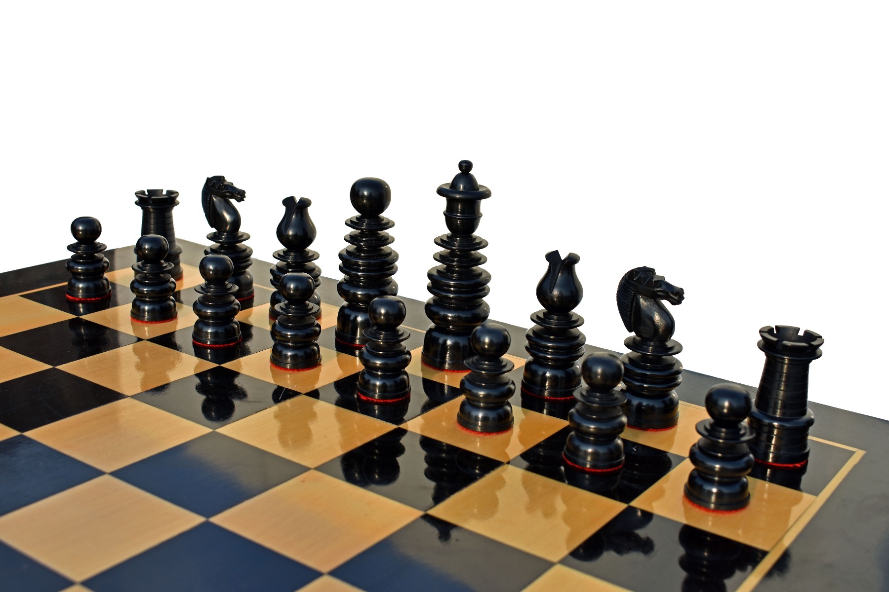 Calvert Series Chess Pieces <br> Antiqued Boxwood & Ebony <br> 4.4" king-5156 Calvert Series Chess Pieces Antiqued Boxwood & Ebony 4.4" king-5156