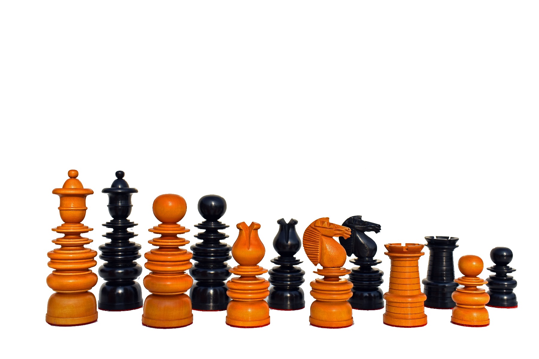 Calvert Series Chess Pieces <br> Antiqued Boxwood & Ebony <br> 4.4" king-0 Calvert Series Chess Pieces Antiqued Boxwood & Ebony 4.4" king-0