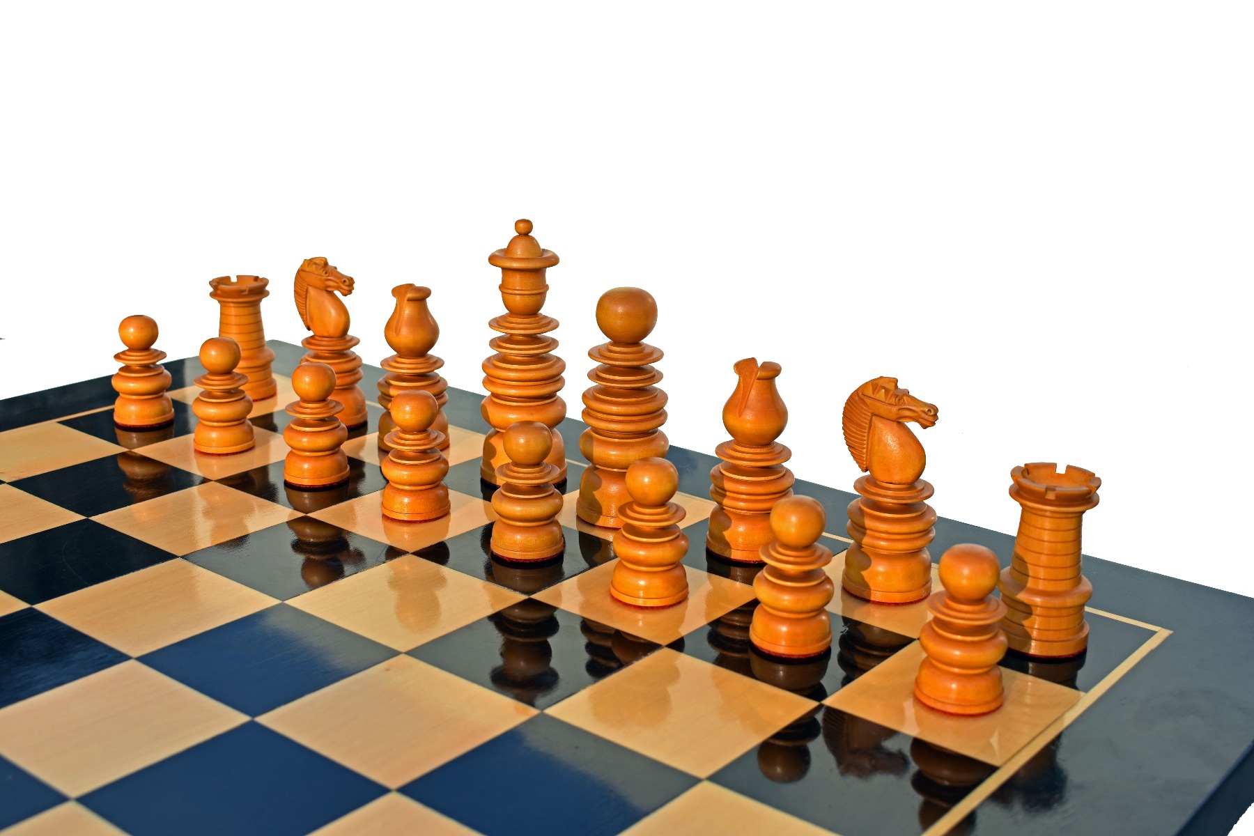 Calvert Series Chess Pieces <br> Antiqued Boxwood & Ebony <br> 4.4" king-5154 Calvert Series Chess Pieces Antiqued Boxwood & Ebony 4.4" king-5154