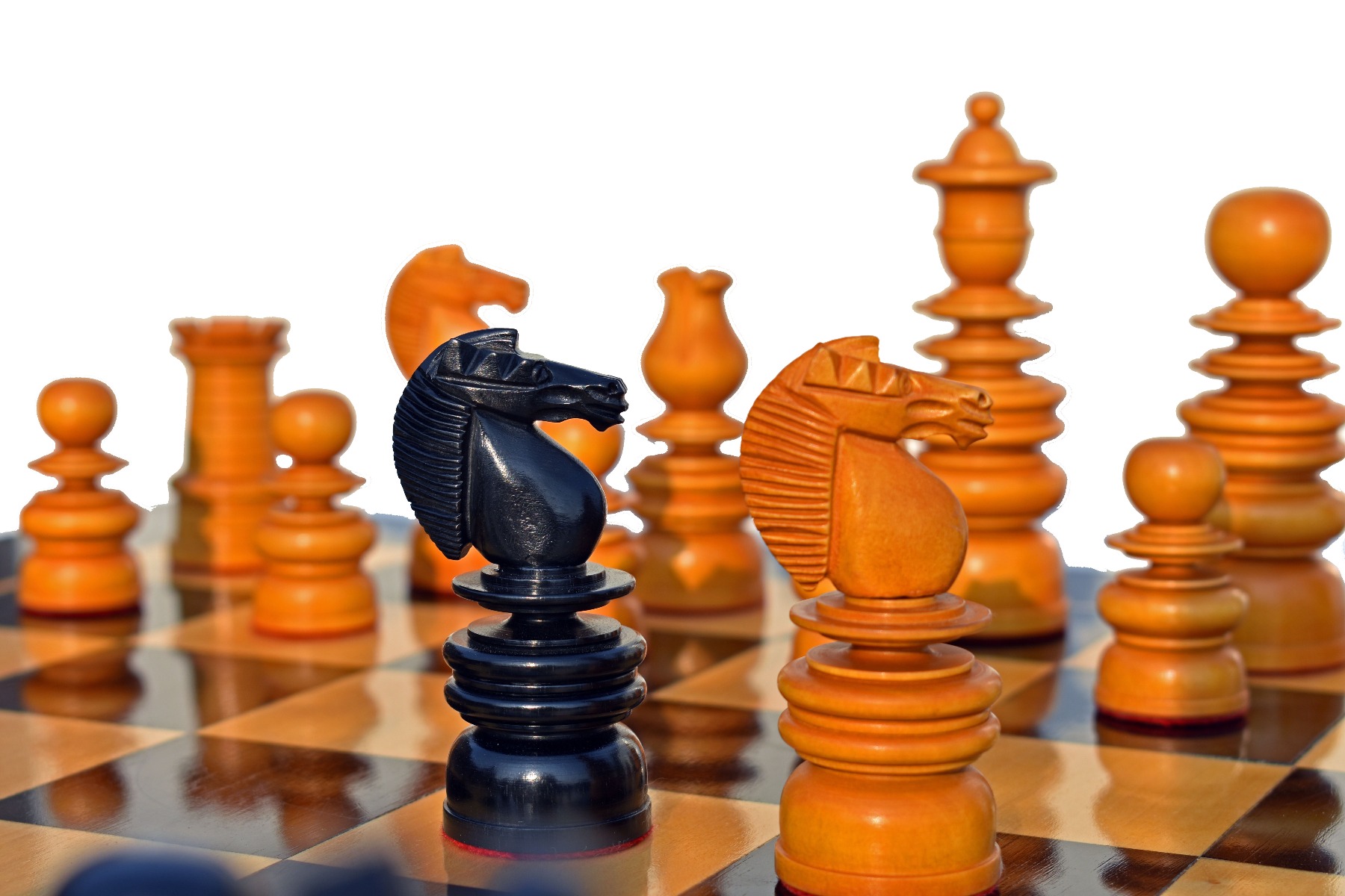 Calvert Series Chess Pieces <br> Antiqued Boxwood & Ebony <br> 4.4" king-5159 Calvert Series Chess Pieces Antiqued Boxwood & Ebony 4.4" king-5159