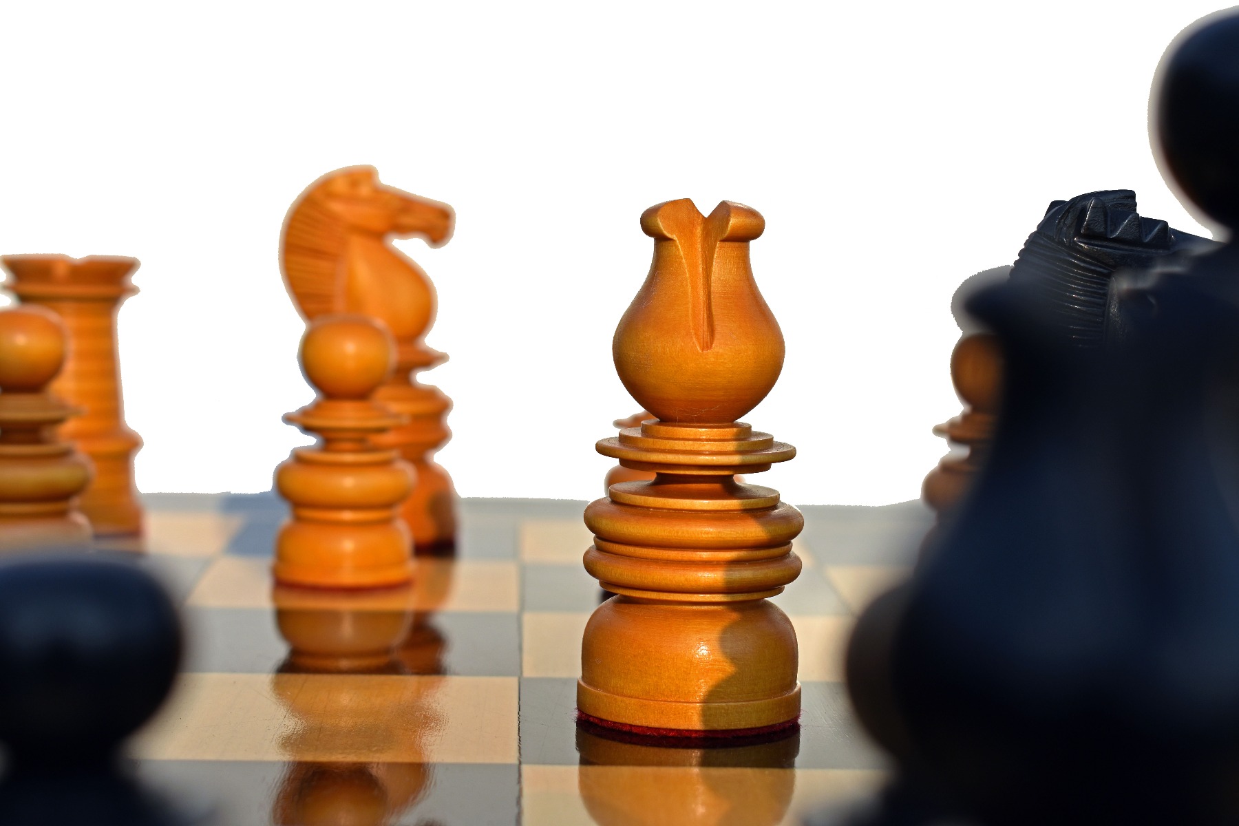 Calvert Series Chess Pieces <br> Antiqued Boxwood & Ebony <br> 4.4" king-5161 Calvert Series Chess Pieces Antiqued Boxwood & Ebony 4.4" king-5161