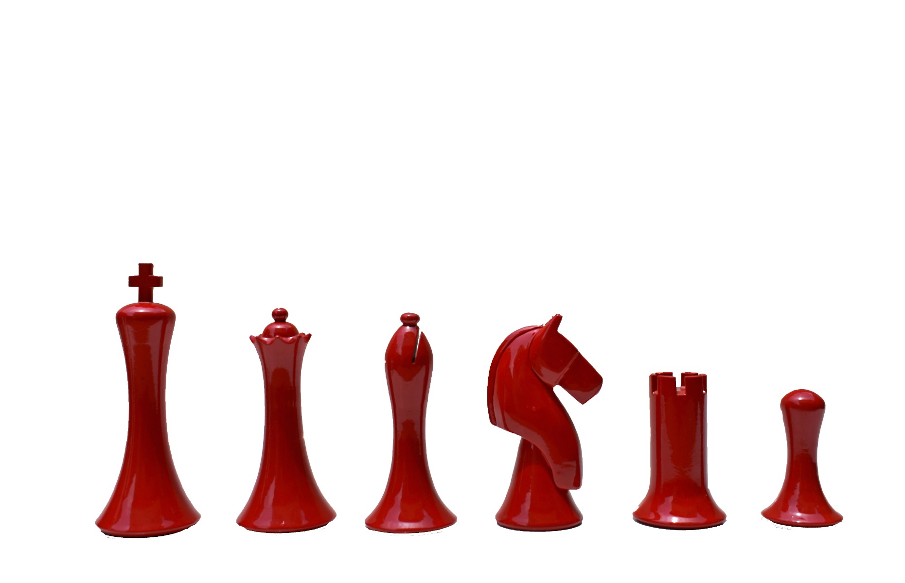 Ulbrich Series Chess Pieces <br> Ivory White & Red Lacquered <br> 3.75" King-5106 Ulbrich Series Chess Pieces Ivory White & Red Lacquered 3.75" King-5106