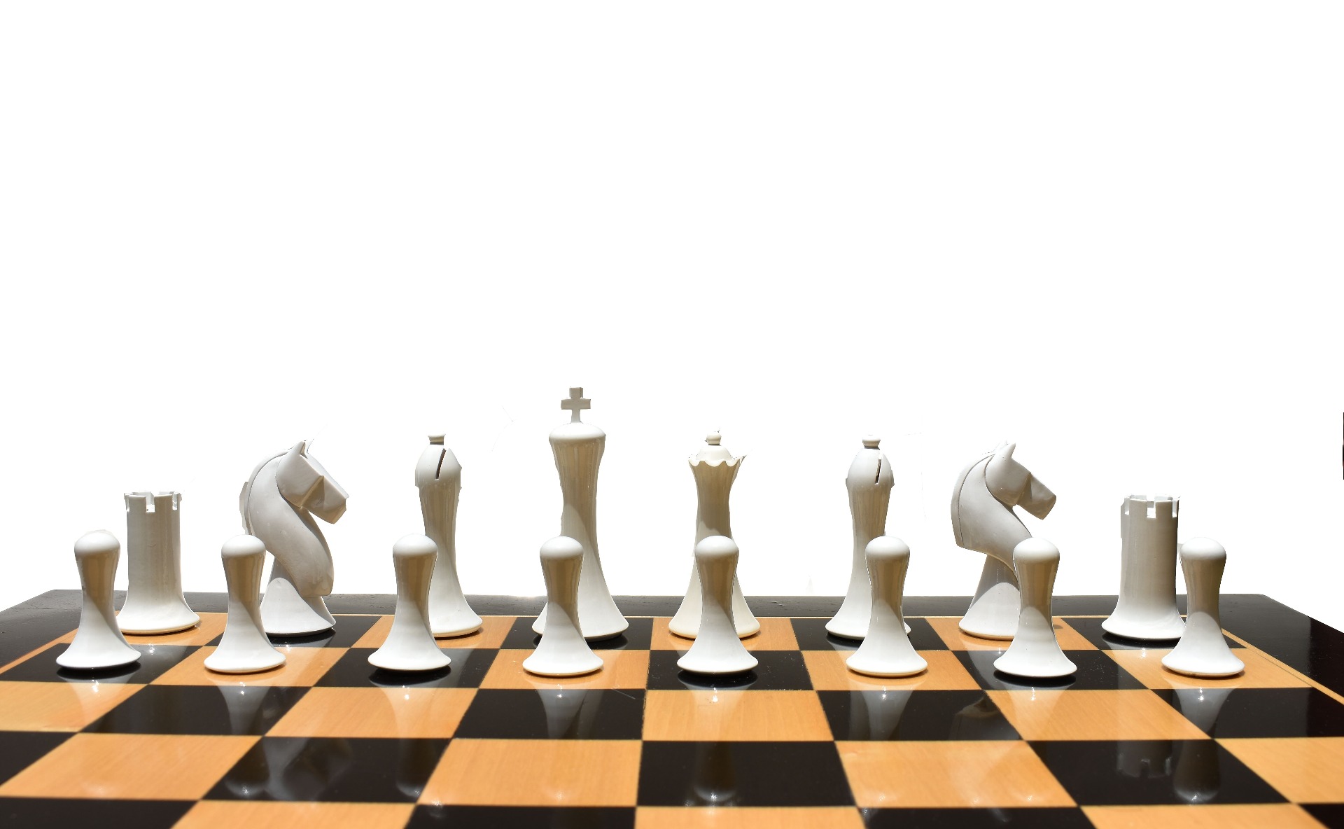 Ulbrich Series Chess Pieces <br> Ivory White & Red Lacquered <br> 3.75" King-5107 Ulbrich Series Chess Pieces Ivory White & Red Lacquered 3.75" King-5107