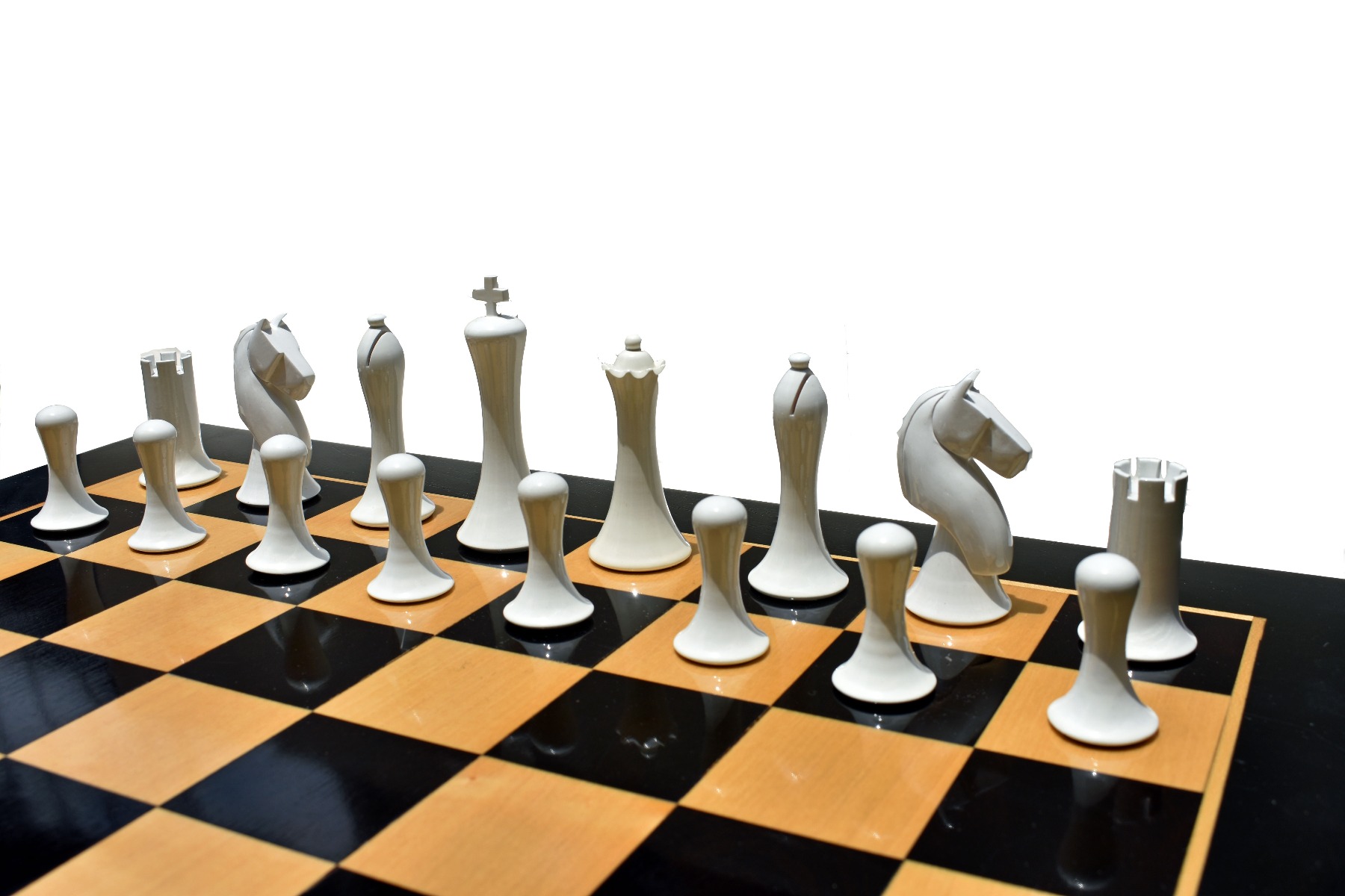 Ulbrich Series Chess Pieces <br> Ivory White & Red Lacquered <br> 3.75" King-5108 Ulbrich Series Chess Pieces Ivory White & Red Lacquered 3.75" King-5108