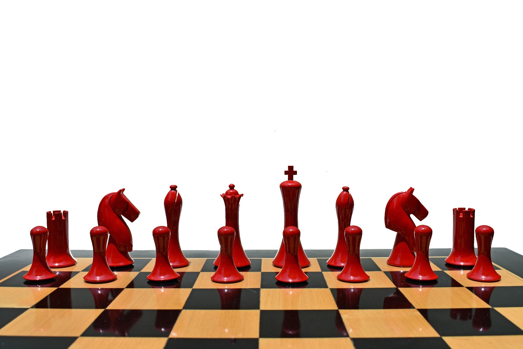 Ulbrich Series Chess Pieces <br> Ivory White & Red Lacquered <br> 3.75" King-5109 Ulbrich Series Chess Pieces Ivory White & Red Lacquered 3.75" King-5109