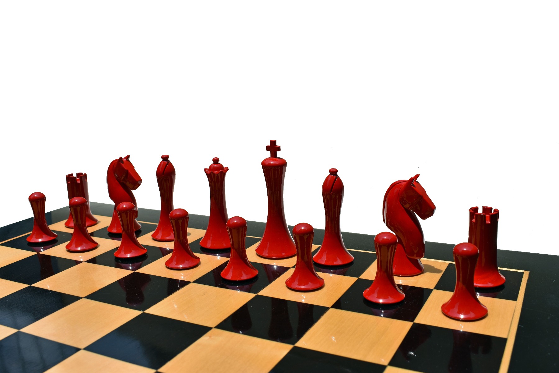 Ulbrich Series Chess Pieces <br> Ivory White & Red Lacquered <br> 3.75" King-5110 Ulbrich Series Chess Pieces Ivory White & Red Lacquered 3.75" King-5110