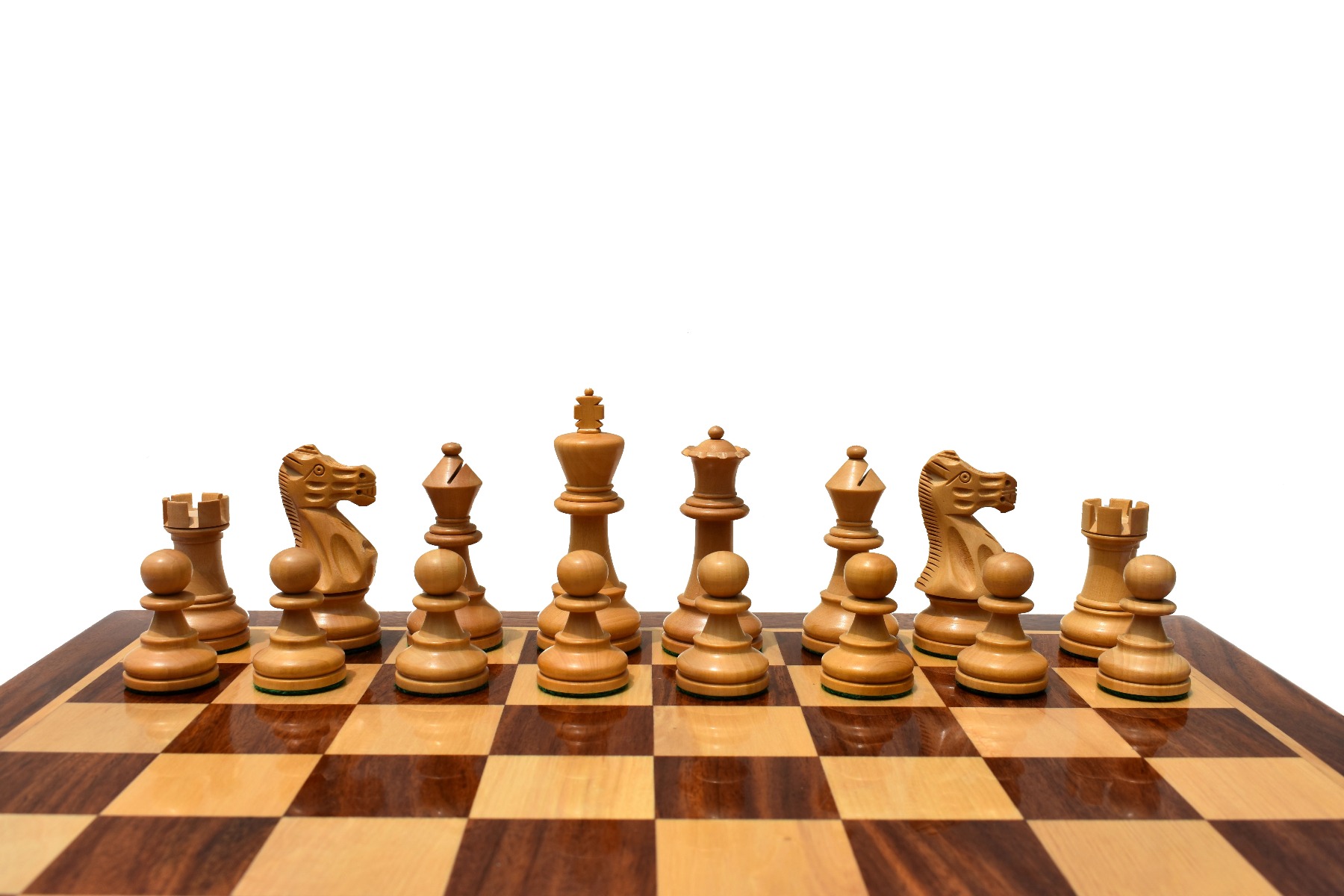 British Series Chess set Boxwood & Ebonized 3.25" King with 1.75" square chess Board & chess storage box -5590