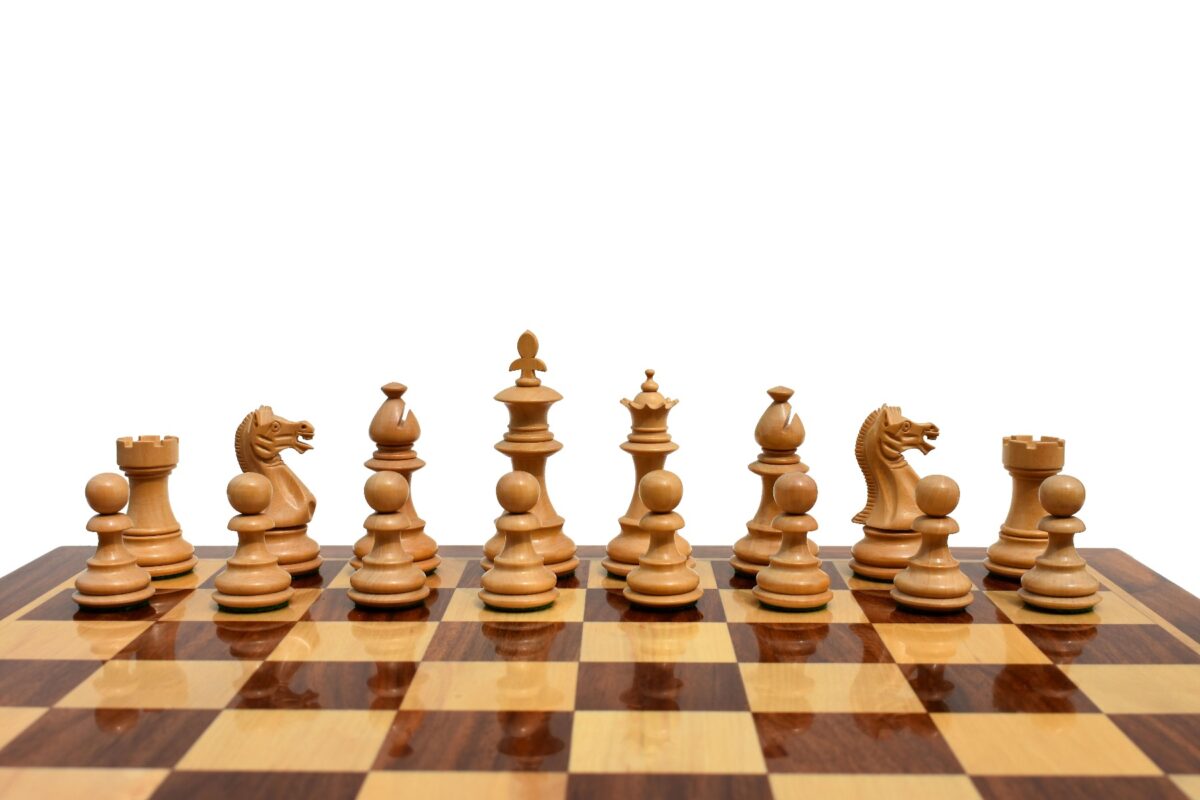 Lotus Series Chess set Boxwood & Sheesham 3.25" King with 1.75" Square Chess Board-5463