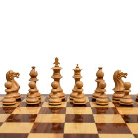 Lotus Series Chess set Boxwood & Sheesham 3.25" King with 1.75" Square Chess Board-5463
