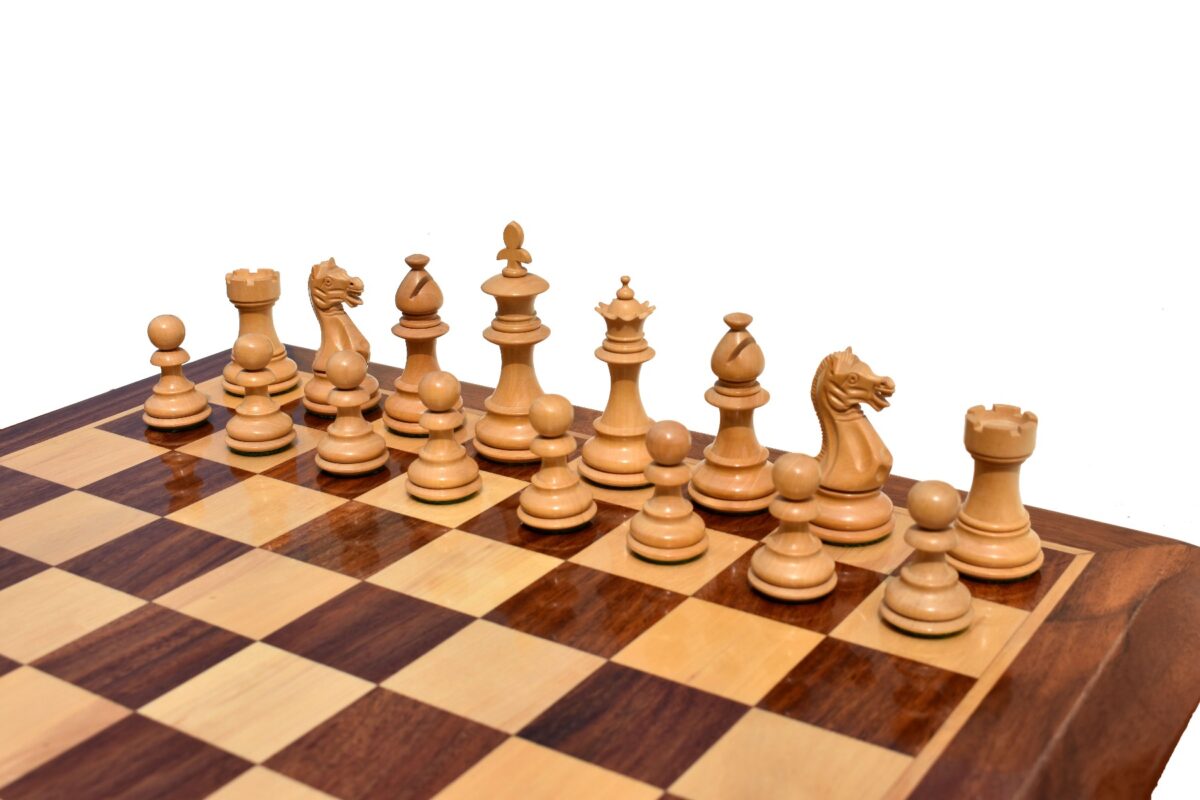 Lotus Series Chess set Boxwood & Sheesham 3.25" King with 1.75" Square Chess Board-5464