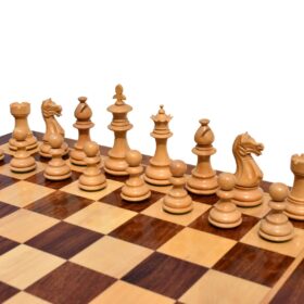 Lotus Series Chess set Boxwood & Sheesham 3.25" King with 1.75" Square Chess Board-5464