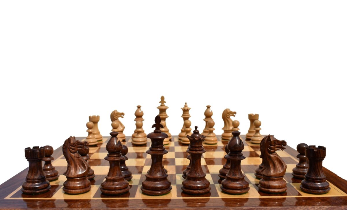 Lotus Series Chess set Boxwood & Sheesham 3.25" King with 1.75" Square Chess Board-5462