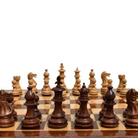 Lotus Series Chess set Boxwood & Sheesham 3.25" King with 1.75" Square Chess Board-5462