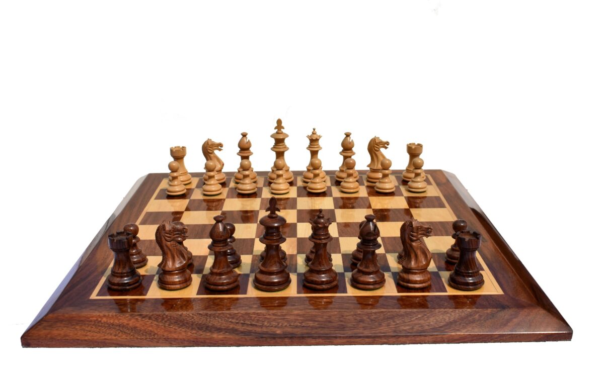 Lotus Series Chess set Boxwood & Sheesham 3.25" King with 1.75" Square Chess Board-5461
