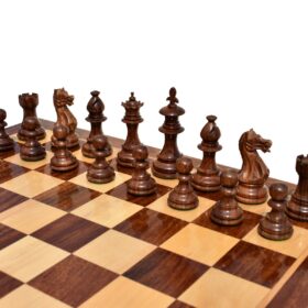 Lotus Series Chess set Boxwood & Sheesham 3.25" King with 1.75" Square Chess Board-5466
