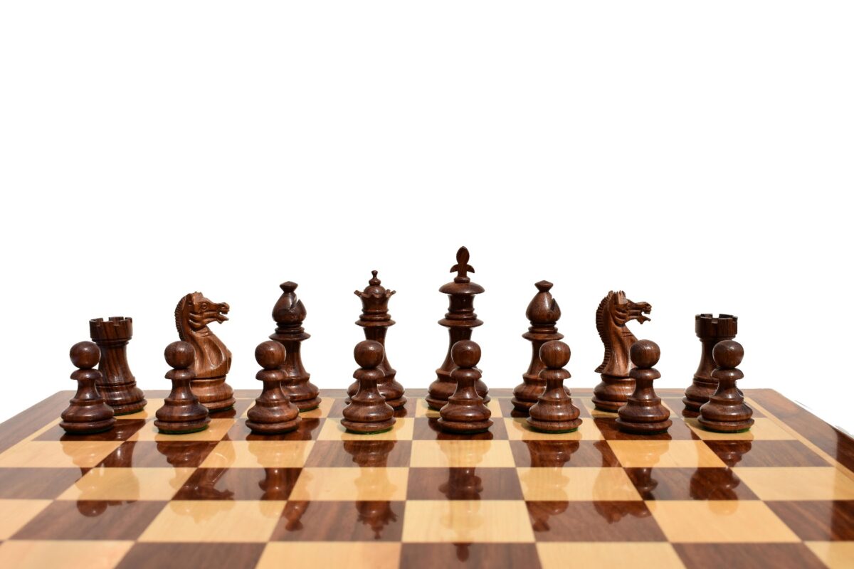 Lotus Series Chess set Boxwood & Sheesham 3.25" King with 1.75" Square Chess Board-5465
