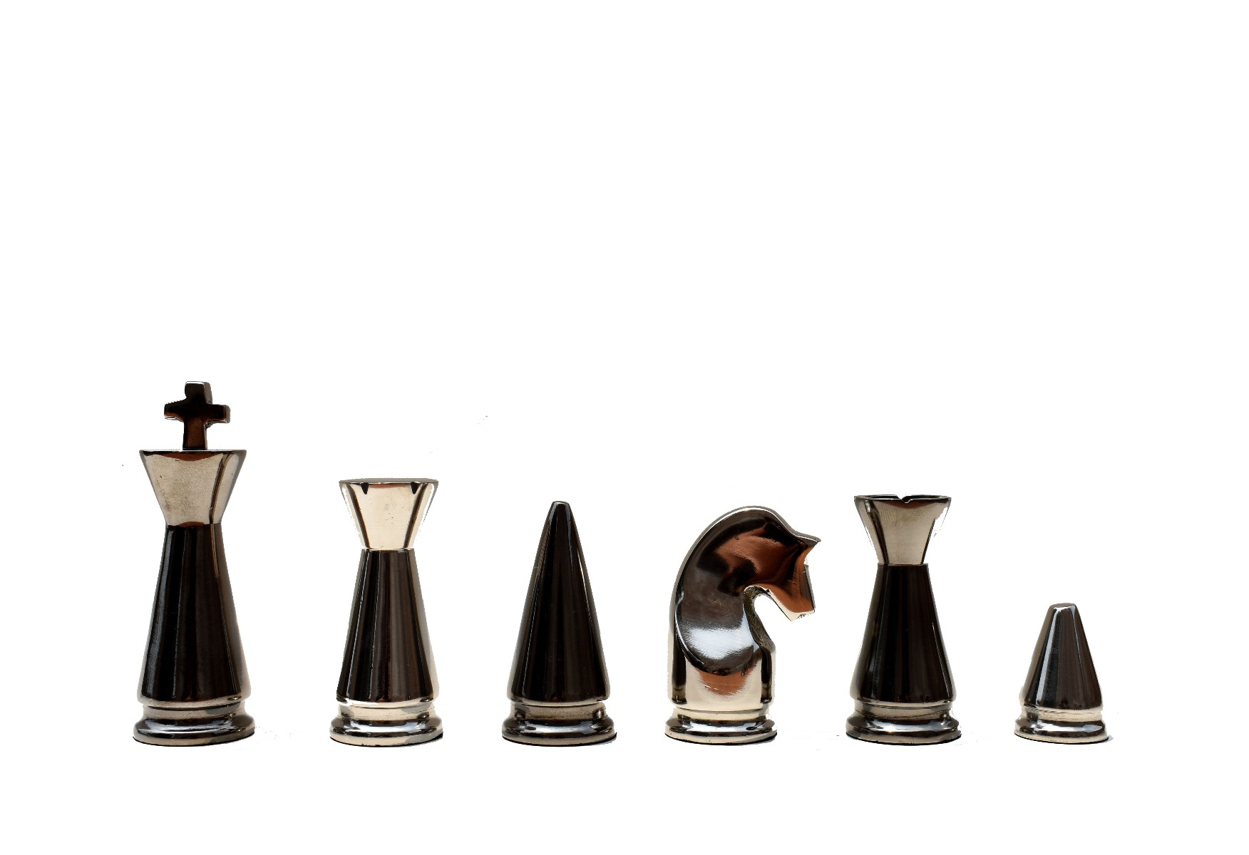 Art Beauty Chess Set Silver & Black Coated Solid Aluminum 4" King with 14" Chess board-5386