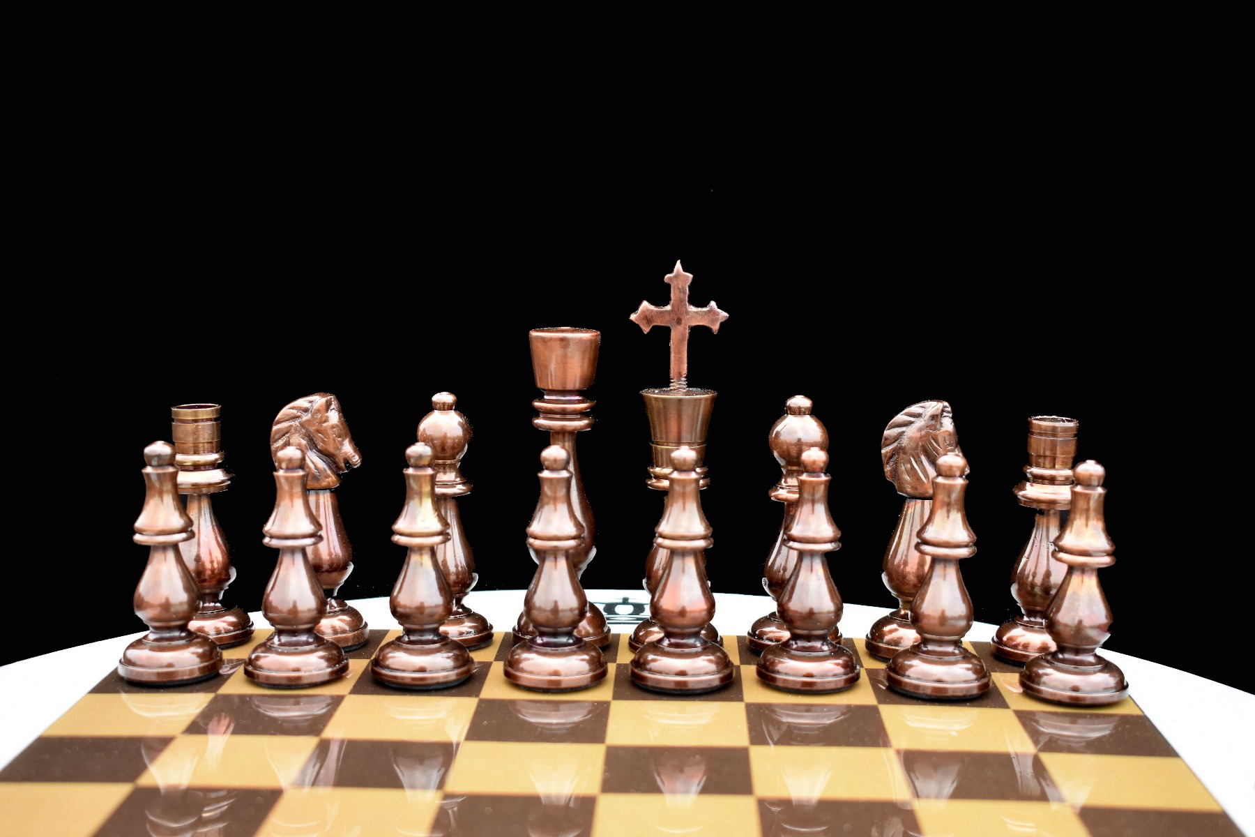 Brass Luxury Chess Table 22" x 18" Detachable <br> With Solid Brass 4.75" Chess Pieces-5332 Brass Luxury Chess Table 22" x 18" Detachable With Solid Brass 4.75" Chess Pieces-5332