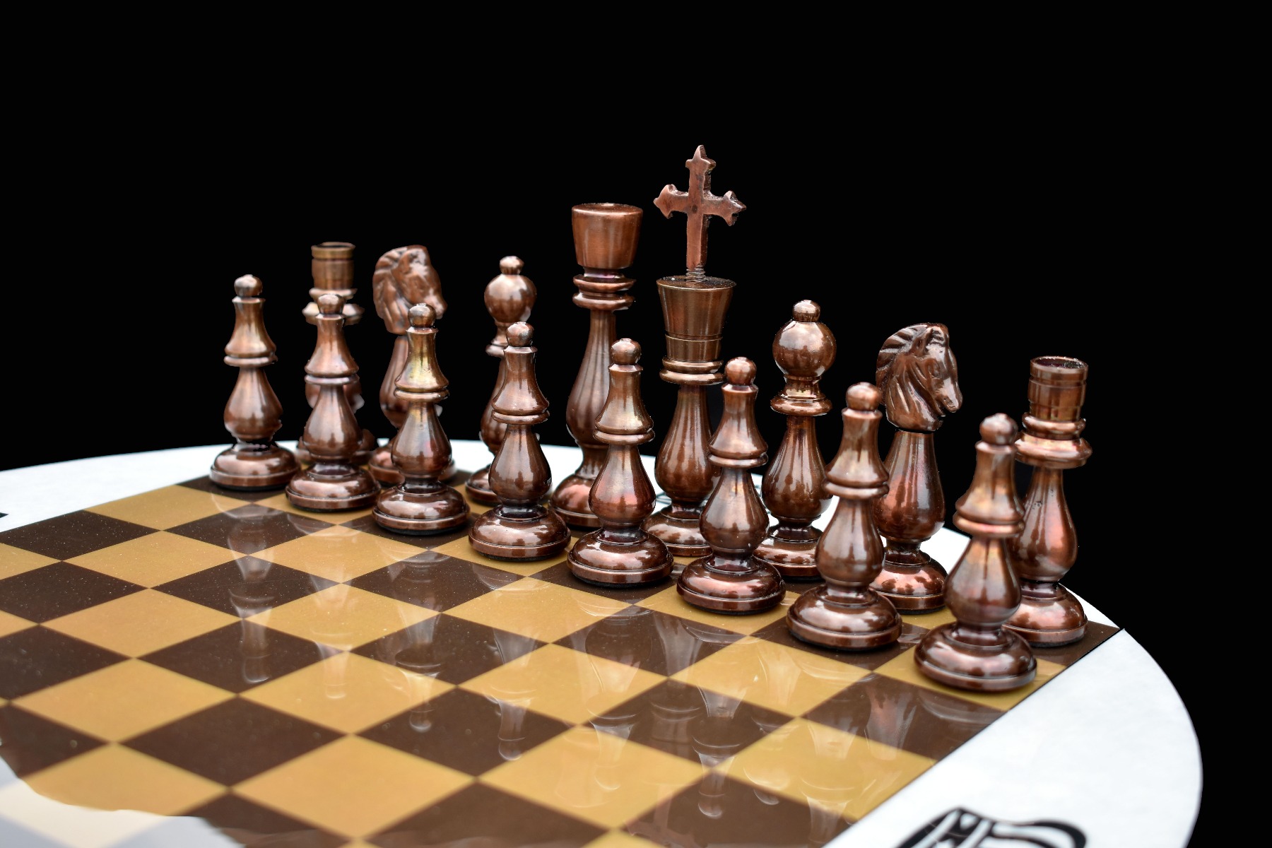 Brass Luxury Chess Table 22" x 18" Detachable <br> With Solid Brass 4.75" Chess Pieces-5333 Brass Luxury Chess Table 22" x 18" Detachable With Solid Brass 4.75" Chess Pieces-5333