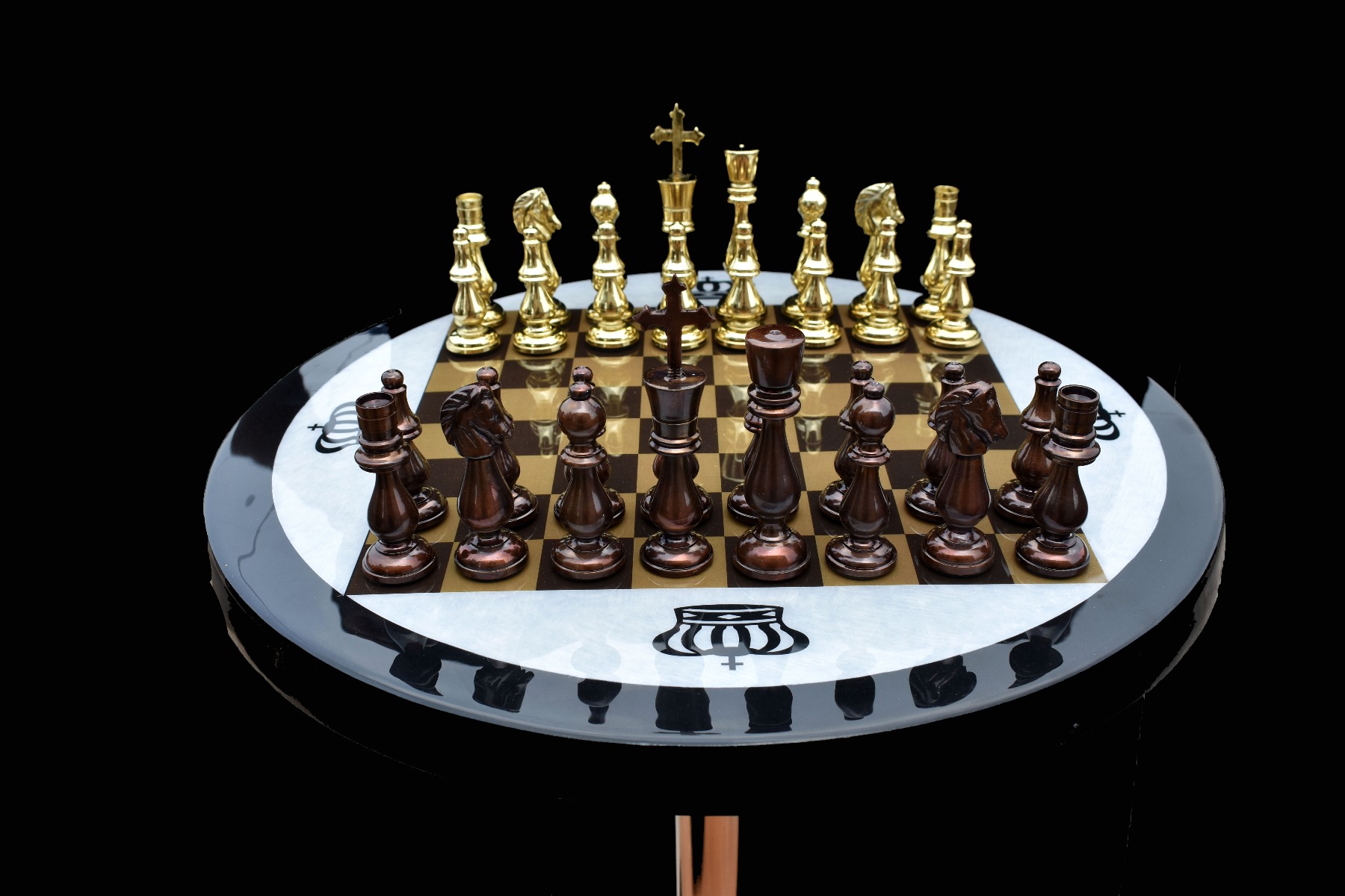 Brass Luxury Chess Table 22" x 18" Detachable <br> With Solid Brass 4.75" Chess Pieces-5337 Brass Luxury Chess Table 22" x 18" Detachable With Solid Brass 4.75" Chess Pieces-5337