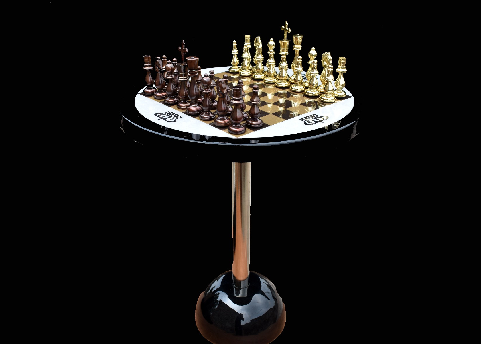 Brass Luxury Chess Table 22" x 18" Detachable <br> With Solid Brass 4.75" Chess Pieces-5338 Brass Luxury Chess Table 22" x 18" Detachable With Solid Brass 4.75" Chess Pieces-5338