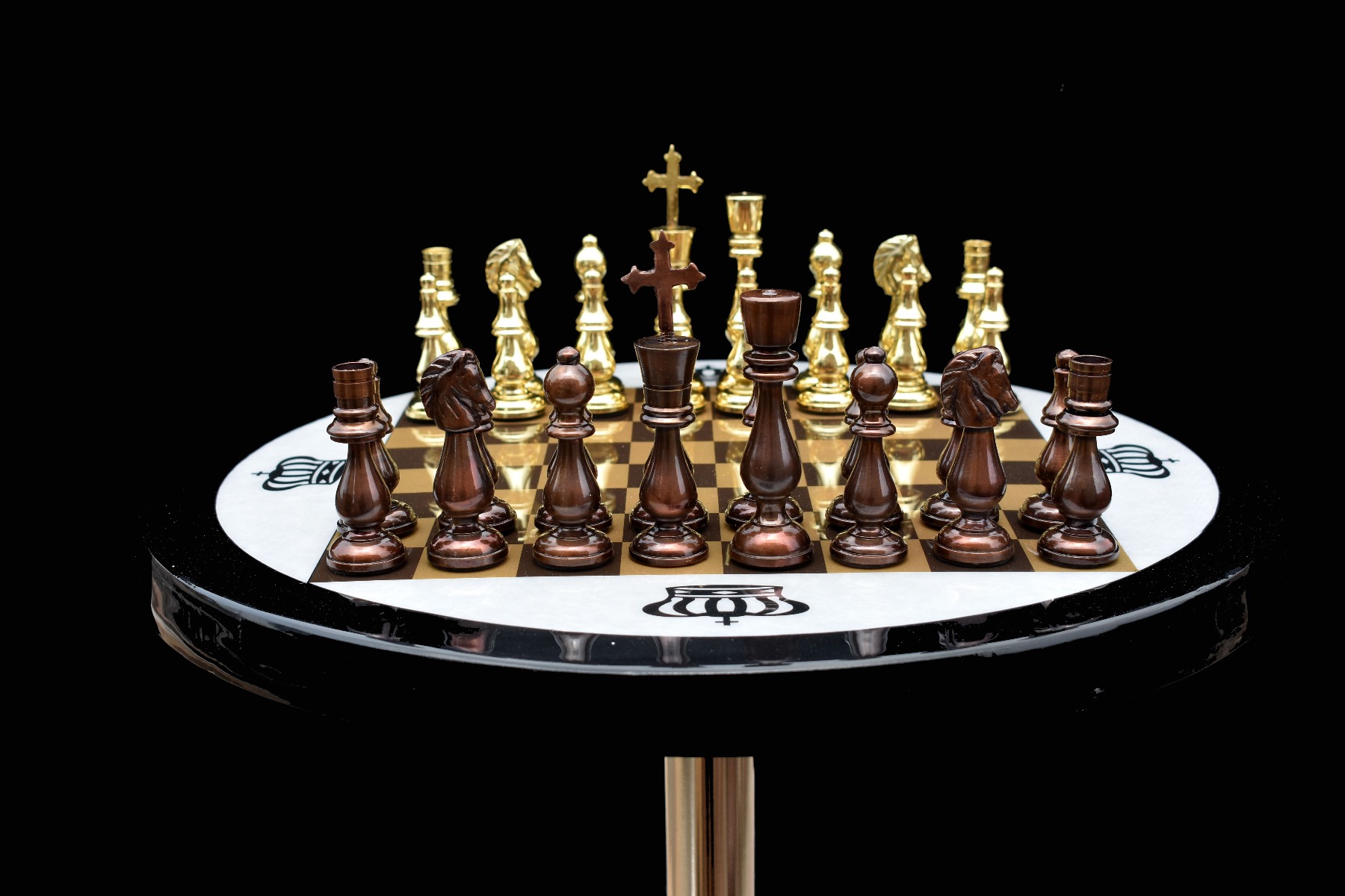 Brass Luxury Chess Table 22" x 18" Detachable <br> With Solid Brass 4.75" Chess Pieces-0 Brass Luxury Chess Table 22" x 18" Detachable With Solid Brass 4.75" Chess Pieces-0