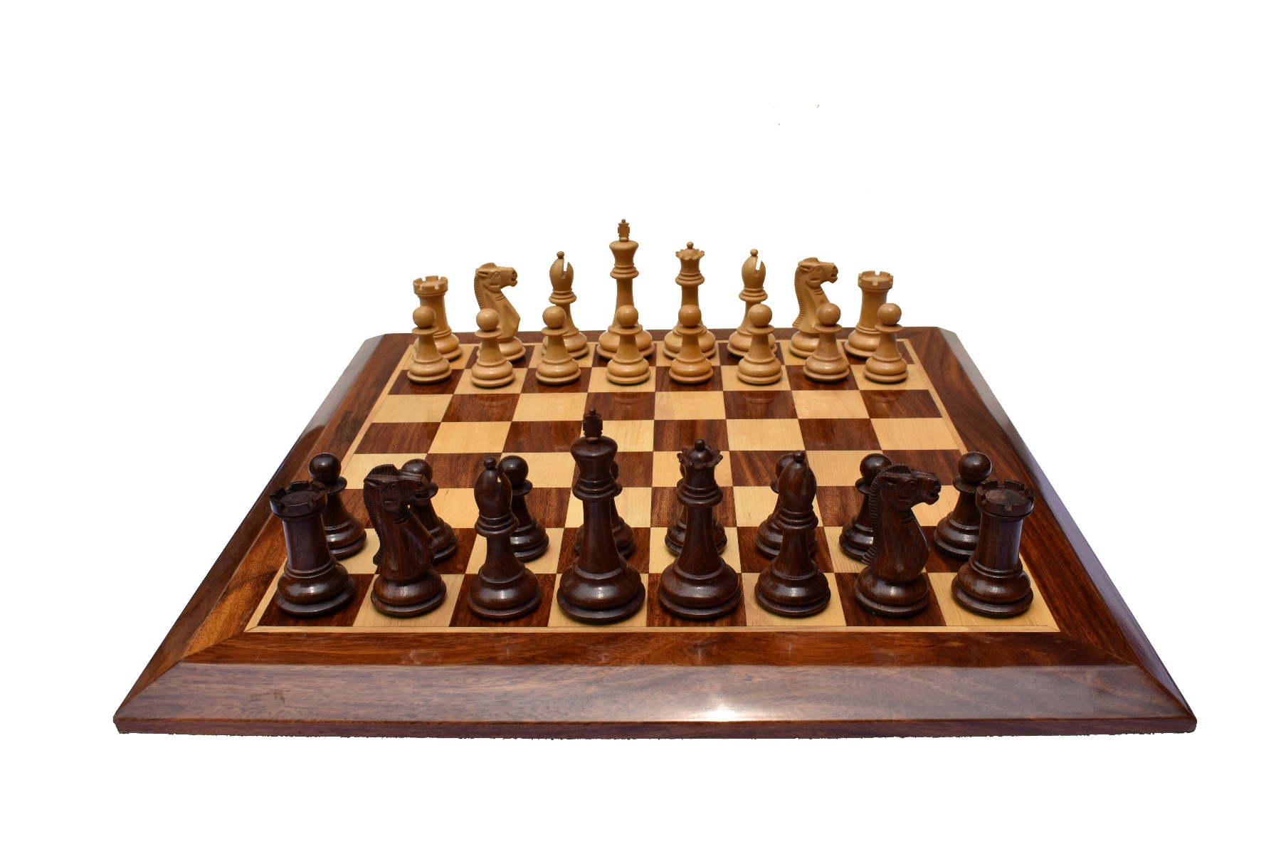 The Sleek Series Chess Set Boxwood & Sheesham wood 3" King with 1.75" Square Chess Board-5299