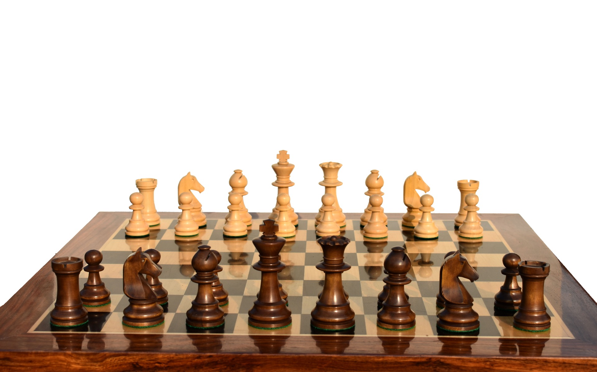 B210 Henri Chavet Series - 1980-1990 reproduction-Chess Pieces <br> Boxwood & Dark Antique Gilded <br> 3.625" King-6019 B210 Henri Chavet Series - 1980-1990 reproduction-Chess Pieces Boxwood & Dark Antique Gilded 3.625" King-6019