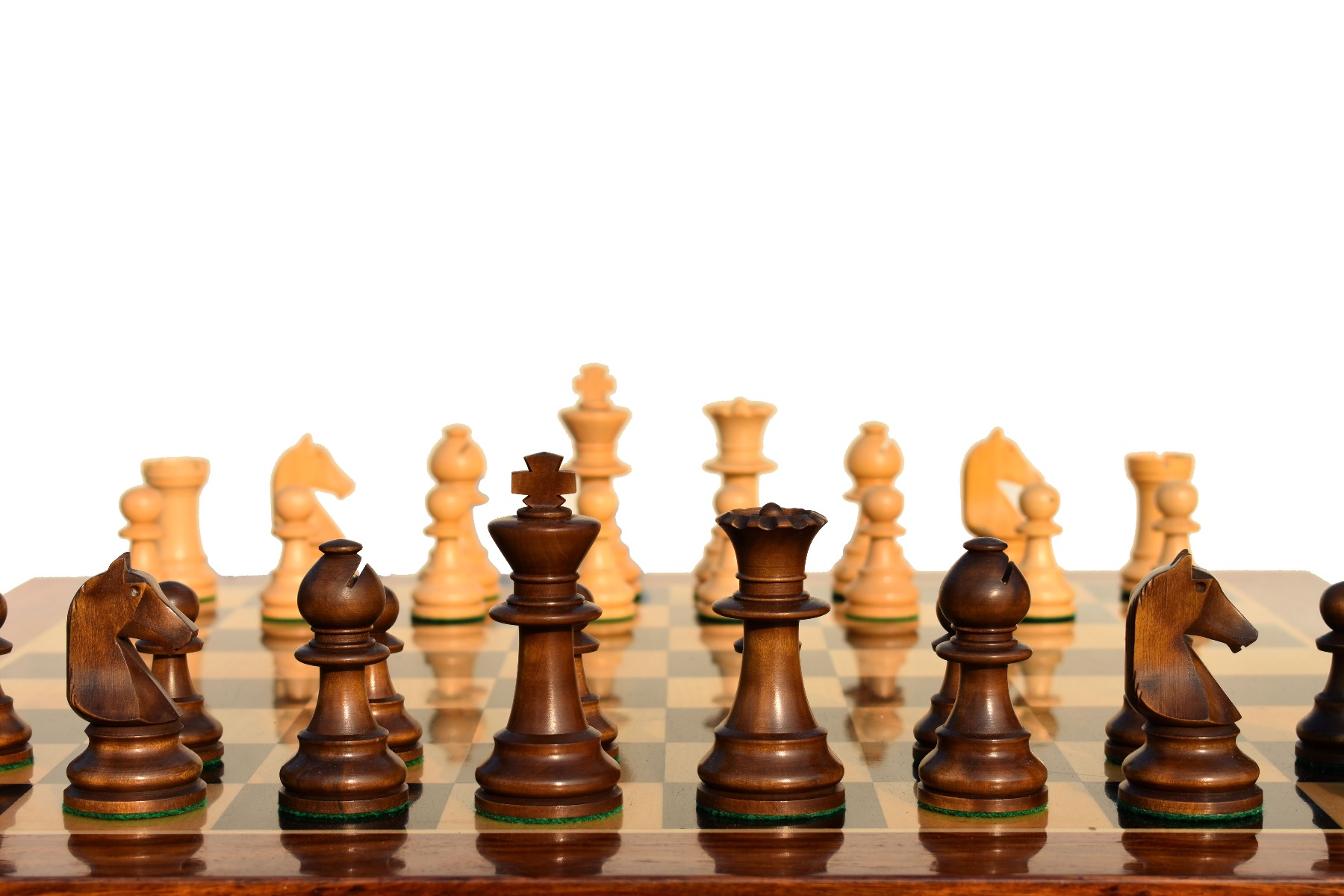 B210 Henri Chavet Series - 1980-1990 reproduction-Chess Pieces <br> Boxwood & Dark Antique Gilded <br> 3.625" King-6020 B210 Henri Chavet Series - 1980-1990 reproduction-Chess Pieces Boxwood & Dark Antique Gilded 3.625" King-6020